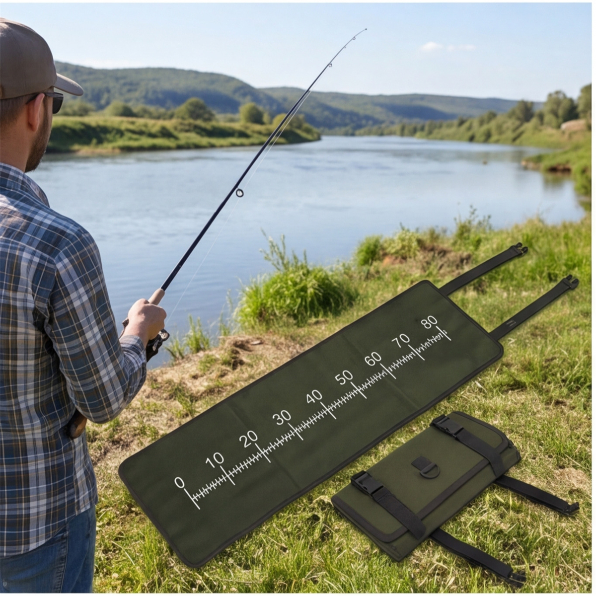 Fishing Unhooking Mat, Green, Gentle Fish Handling, For Anglers On Outdoor Trips – Party Accessory Set