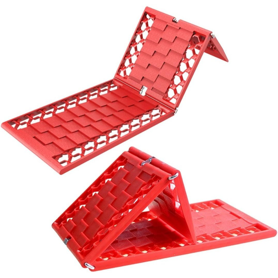 Red Snow Vehicle Folding Board–Recovery Mat For Snowmobiles, Sturdy Traction Aid For Stuck Vehicles, Compact Emergency Board For Deep Snow Rescue, Practical Recovery Board For Winter Adventures