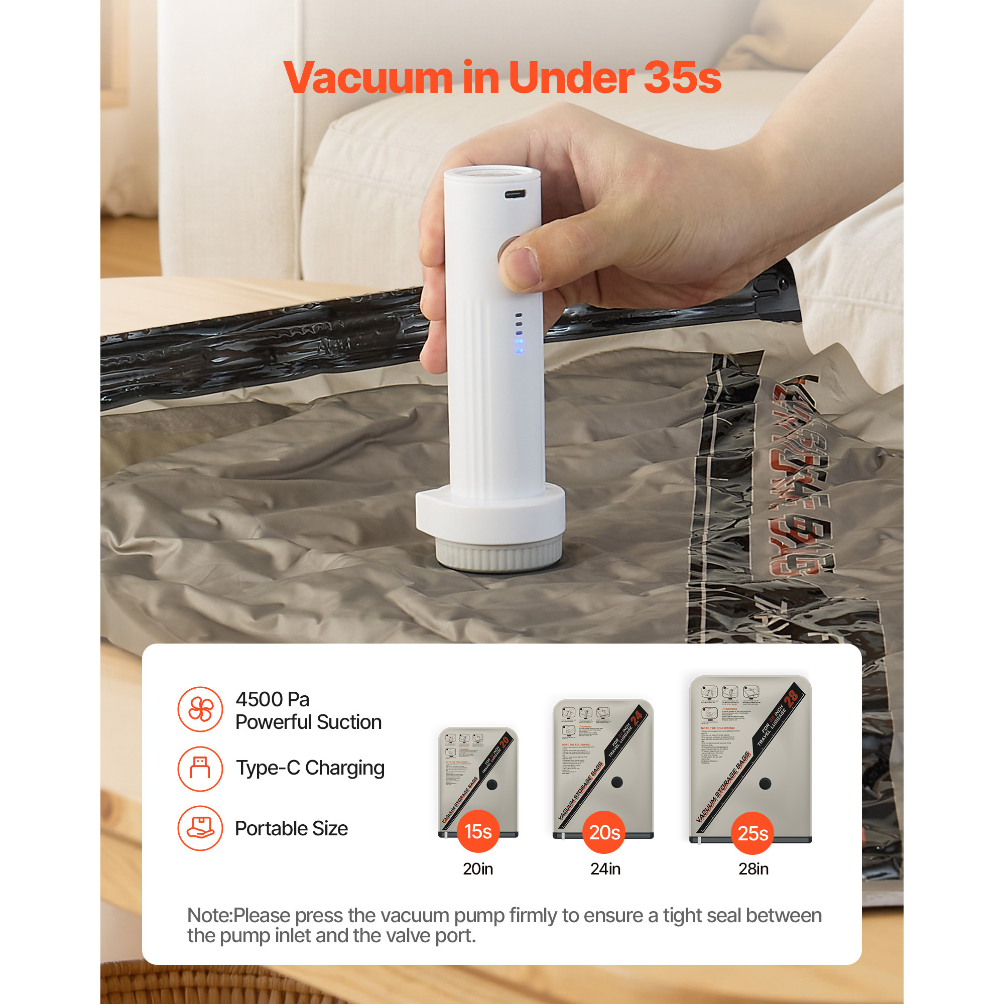 Vacuum Storage Bags, 16 Pack Space Saver Vacuum Seal Bags For Clothing, With Pump And Charging Cable, Double Zipper Seal, Thickened PA And PE, Compression For Clothes Storage, Travel Luggage image 4