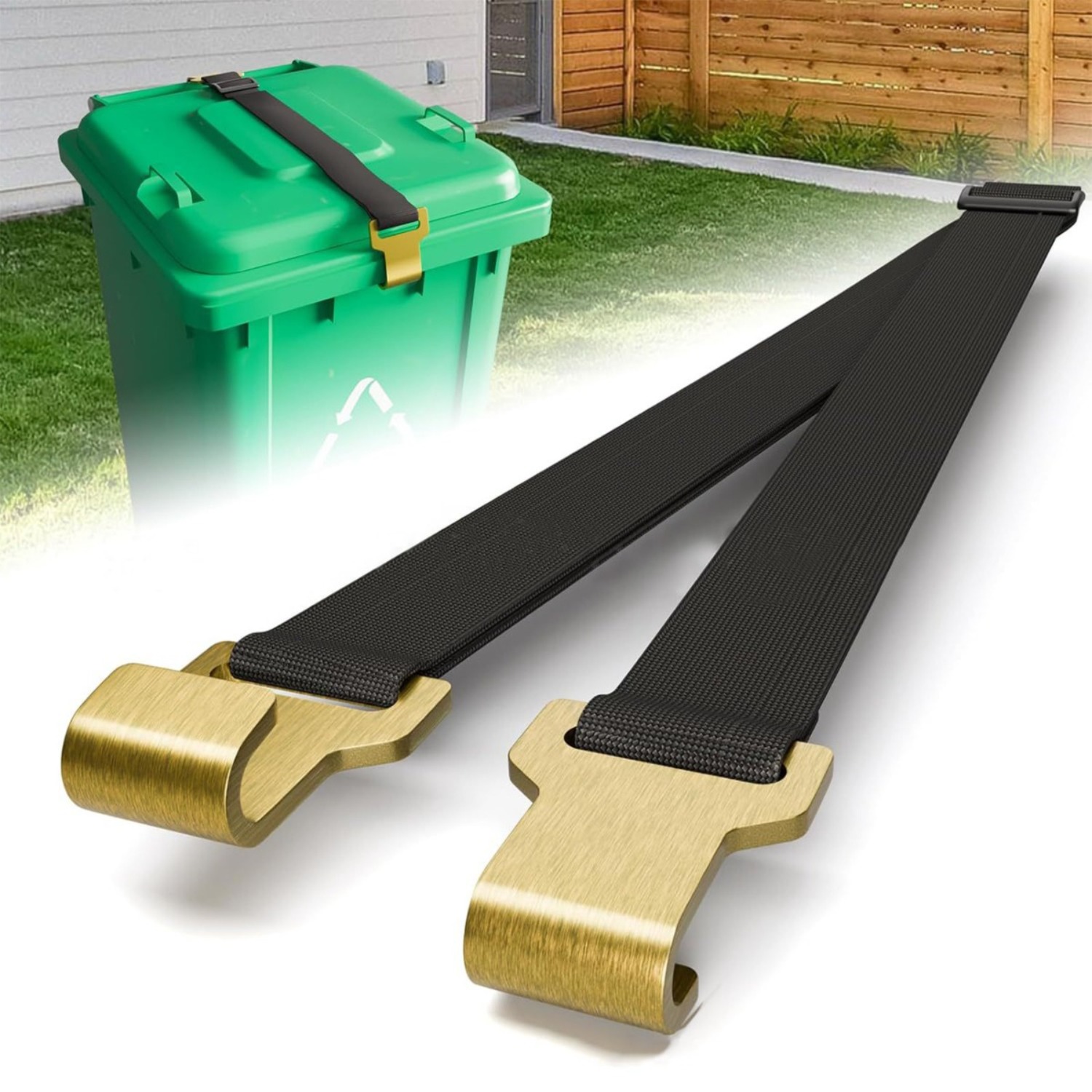 2-Piece Set Of Bear-Proof Trash Can Locks - Durable Metal Claws, Tight Seal, Adjustable Straps (26–52 Inches) - Perfect For Home And Outdoor Use - Easy Installation