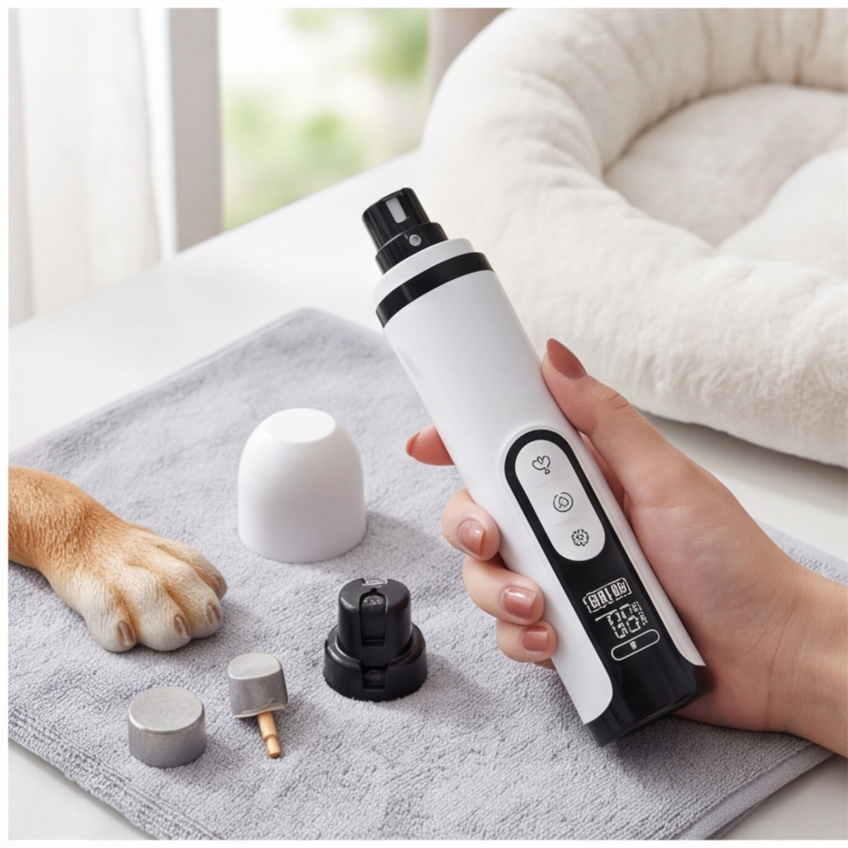 Dog Nail Grinder Set With 1 Grinder And 2 Grinding Attachments For Gentle Grooming—Party Accessory Set