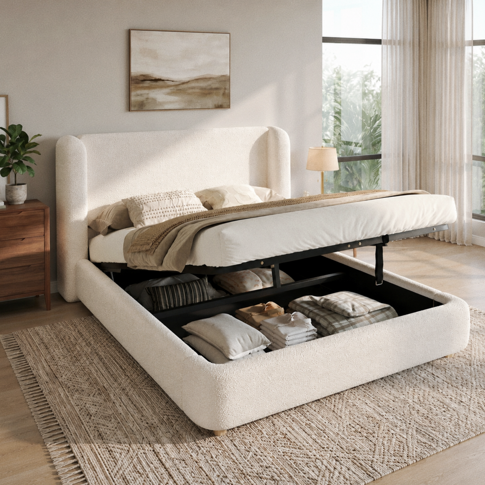 6FT Super King Size Upholstered Ottoman Storage Bed 180 X 200 Cm Hydraulic — image 5
