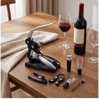 7-Piece Corkscrew Gift Set With Silver Rabbit Head Design—Party Accessories Set