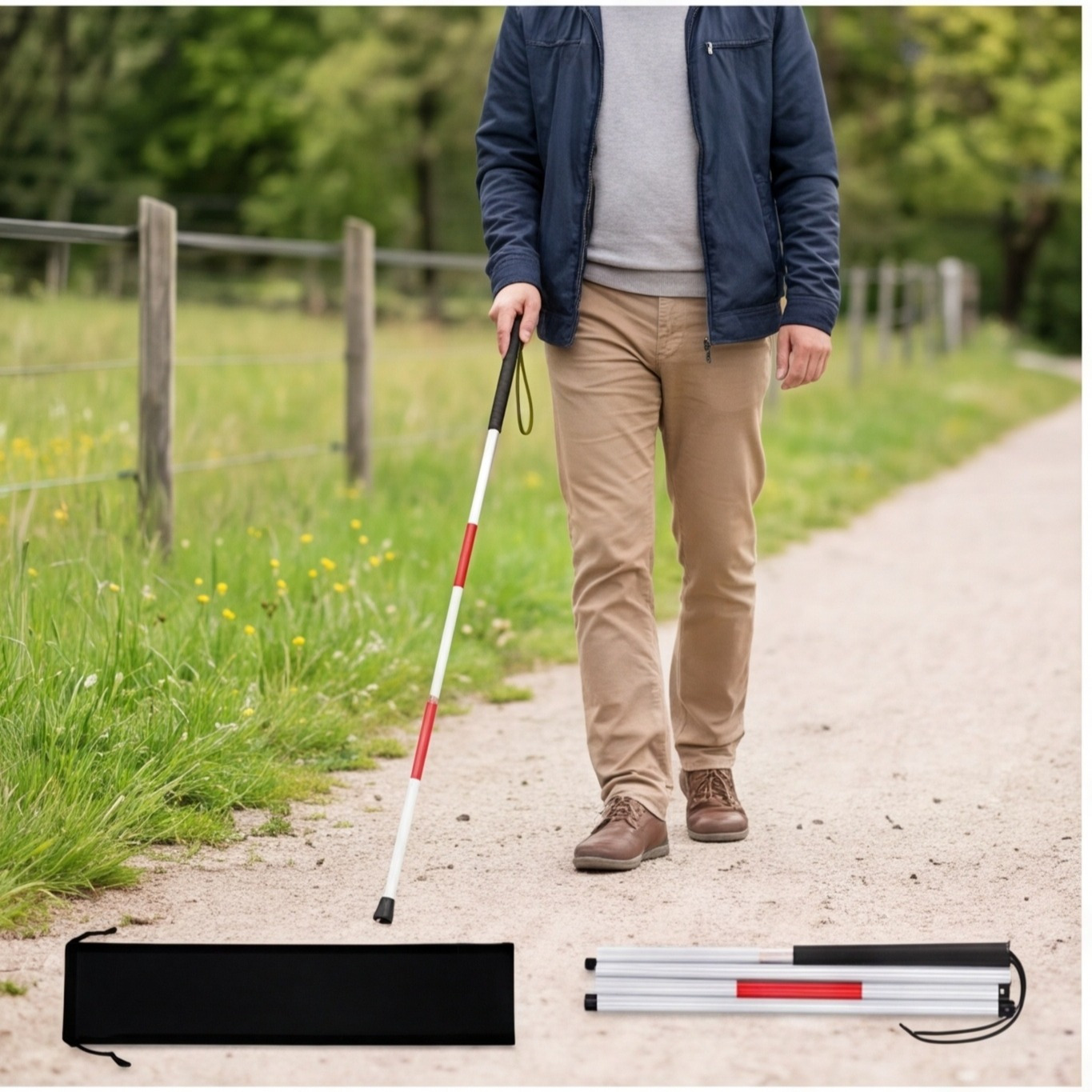 Set Of 2 Foldable Hiking Poles With A 38 Cm Carrying Pouch For Outdoor Activities, Trekking, And Walks—Festival Decorations