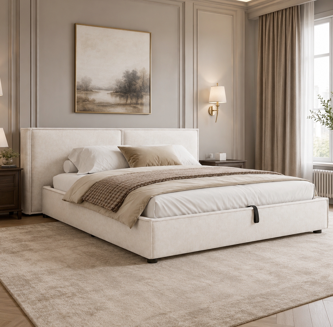 6FT Super King Size 180 X 200 Cm Ottoman Storage Bed Frame, Upholstered Gas — image 5