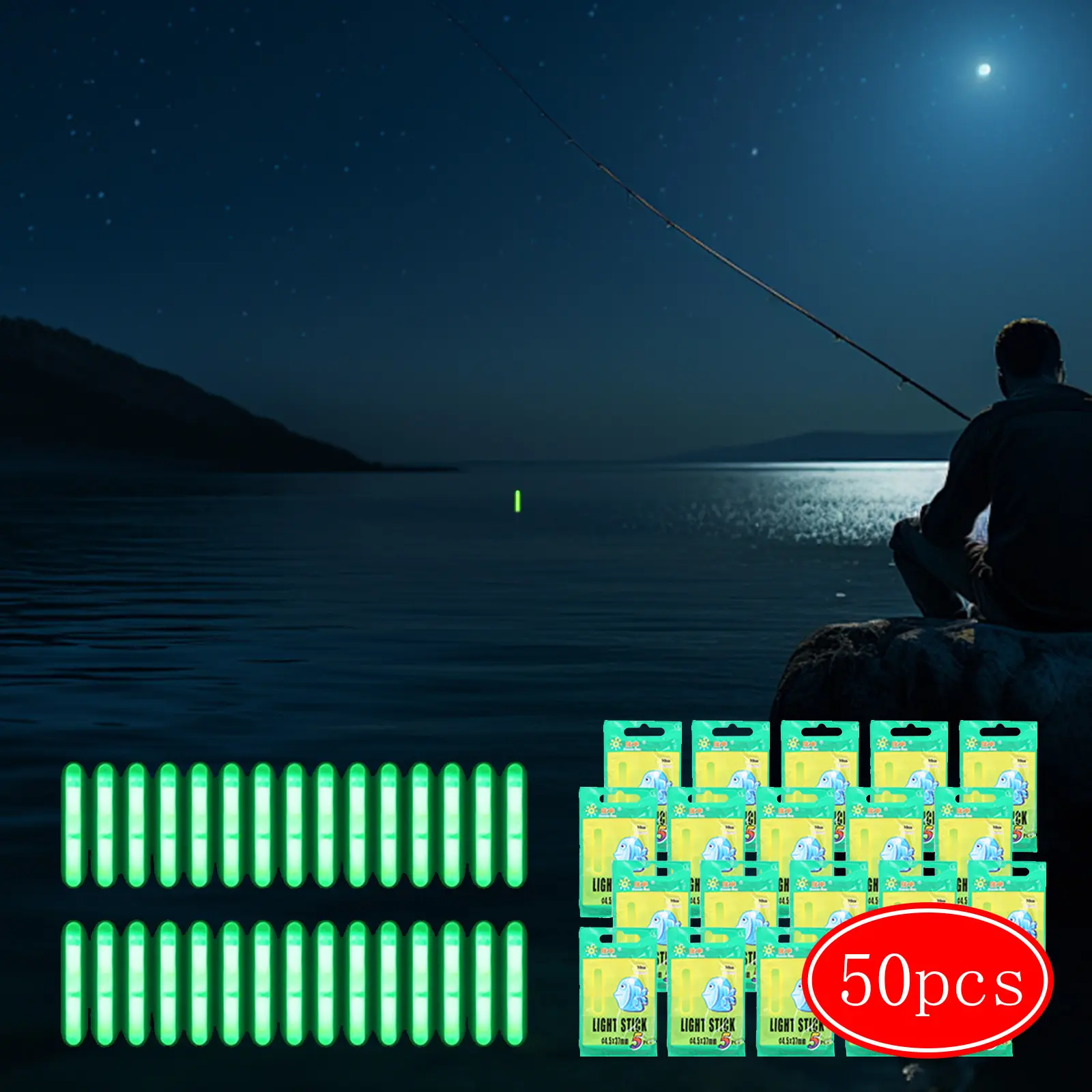 Set Of 50 Fishing Glow Sticks, 30