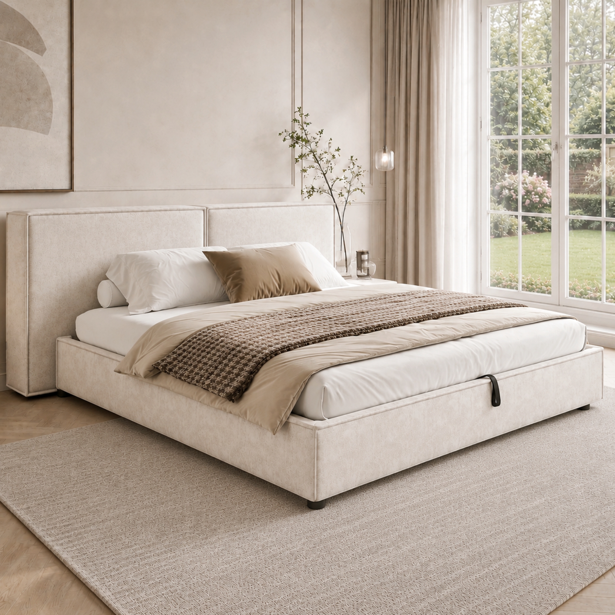 6FT Super King Size 180 X 200 Cm Ottoman Storage Bed Frame, Upholstered Gas — image 4
