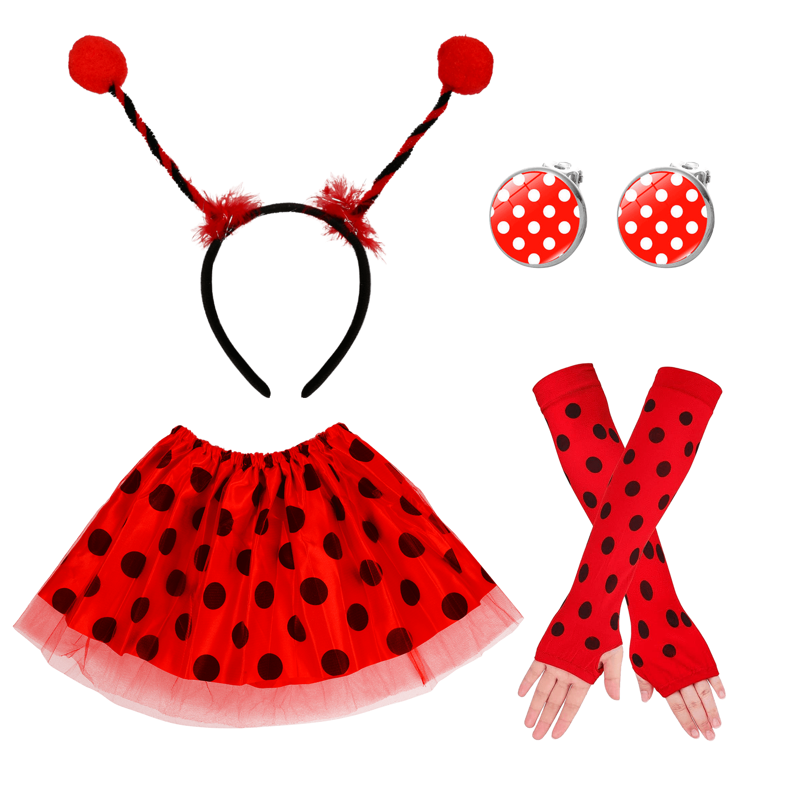 Ladybug Costume Set With Tulle Skirt & Accessories | Insect-Themed Party Outfit—Original Party Gifts For Adults