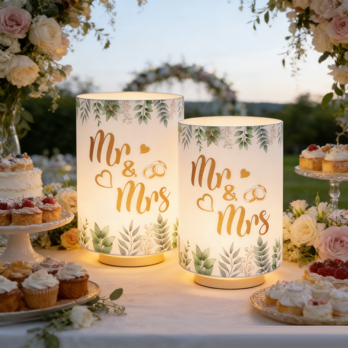 Set Of 12 Mr & Mrs Lampshades For Home Decor And Interior Design—Party Supplies Set