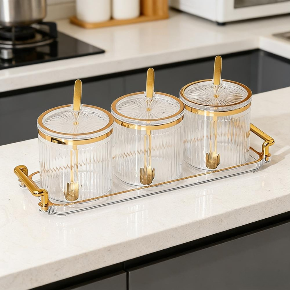 3-Piece White Spice Box Set - With Spoons, European Design For Spice Storage, Kitchen Organizer And Party Accessory Set
