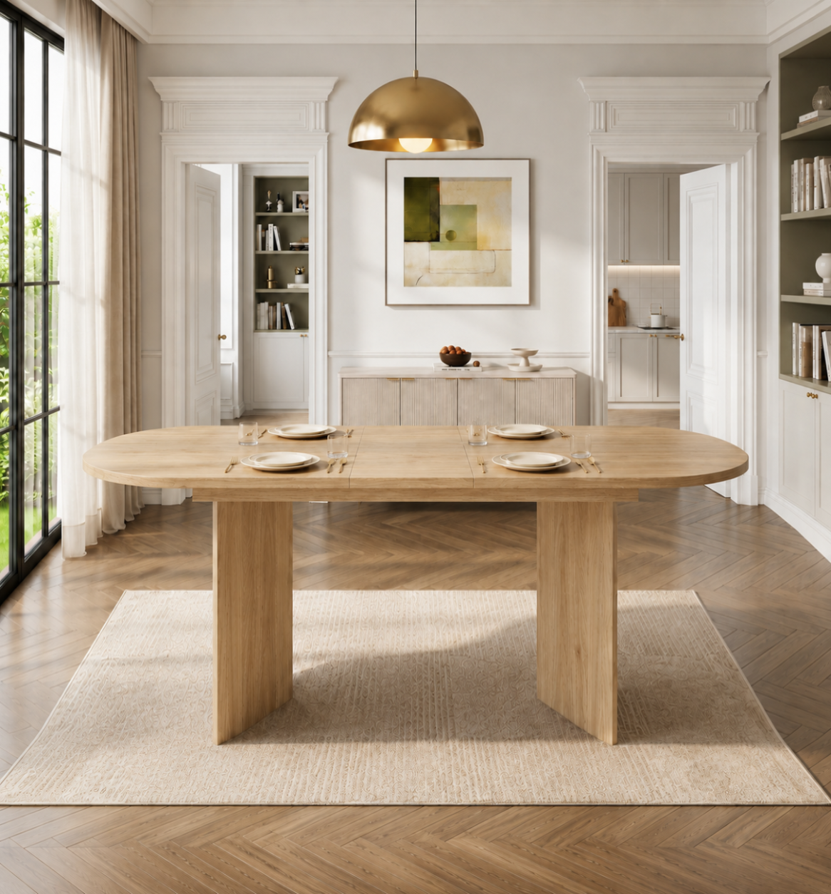 120-160 Cm Oval Extendable Dining Table For 4-6, Modern Wood Grain Finish — image 5
