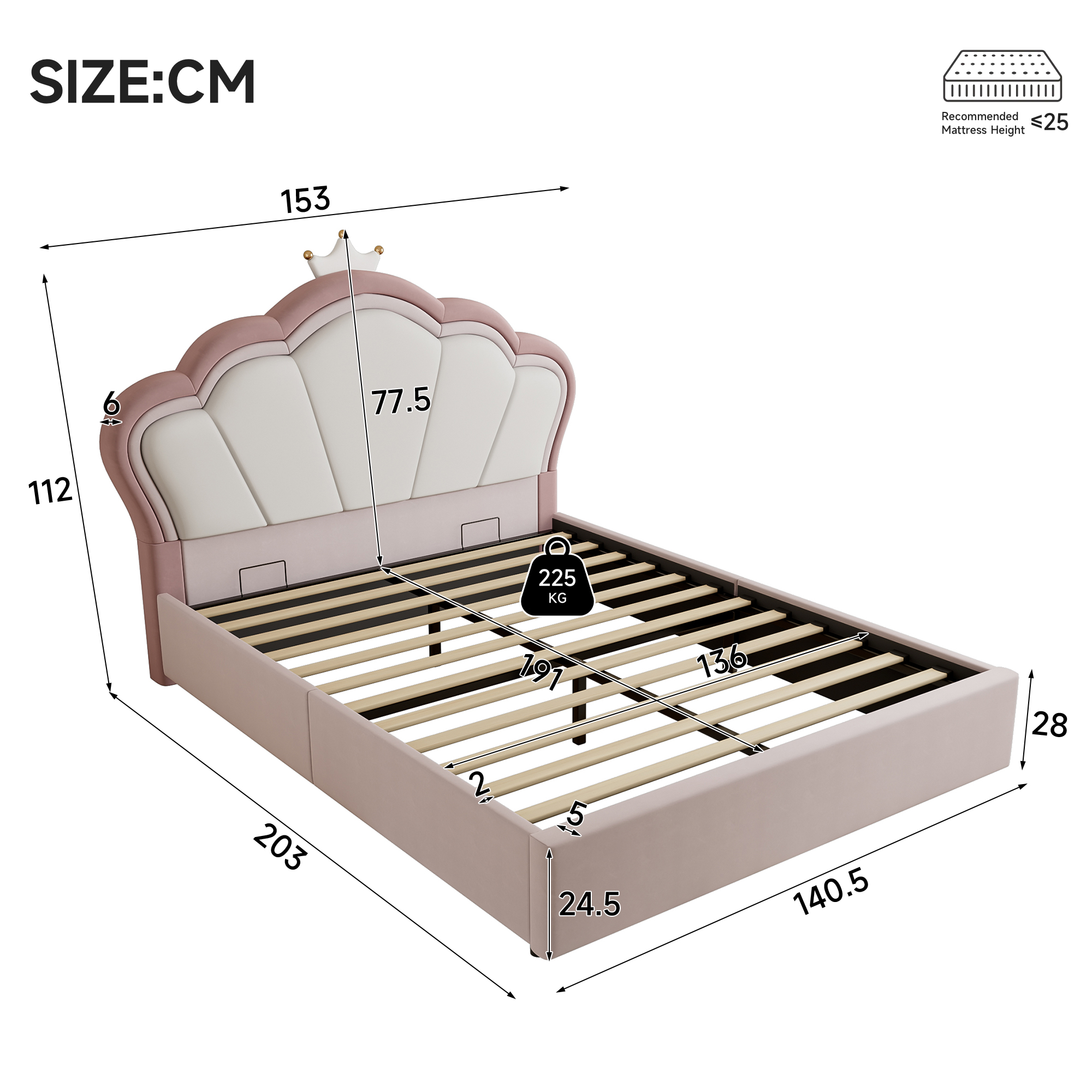 Upholstered Bed, Hydraulic With Storage Function, 4ft6 Double 135x190cm — image 5