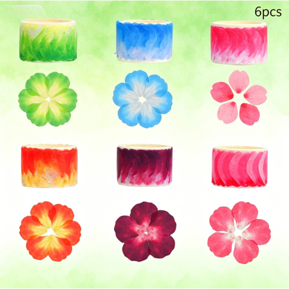 6 Rolls Of Decorative Floral Pattern Ribbon With Various Designs For Gift Wrapping And Craft Projects—Party Supplies Set