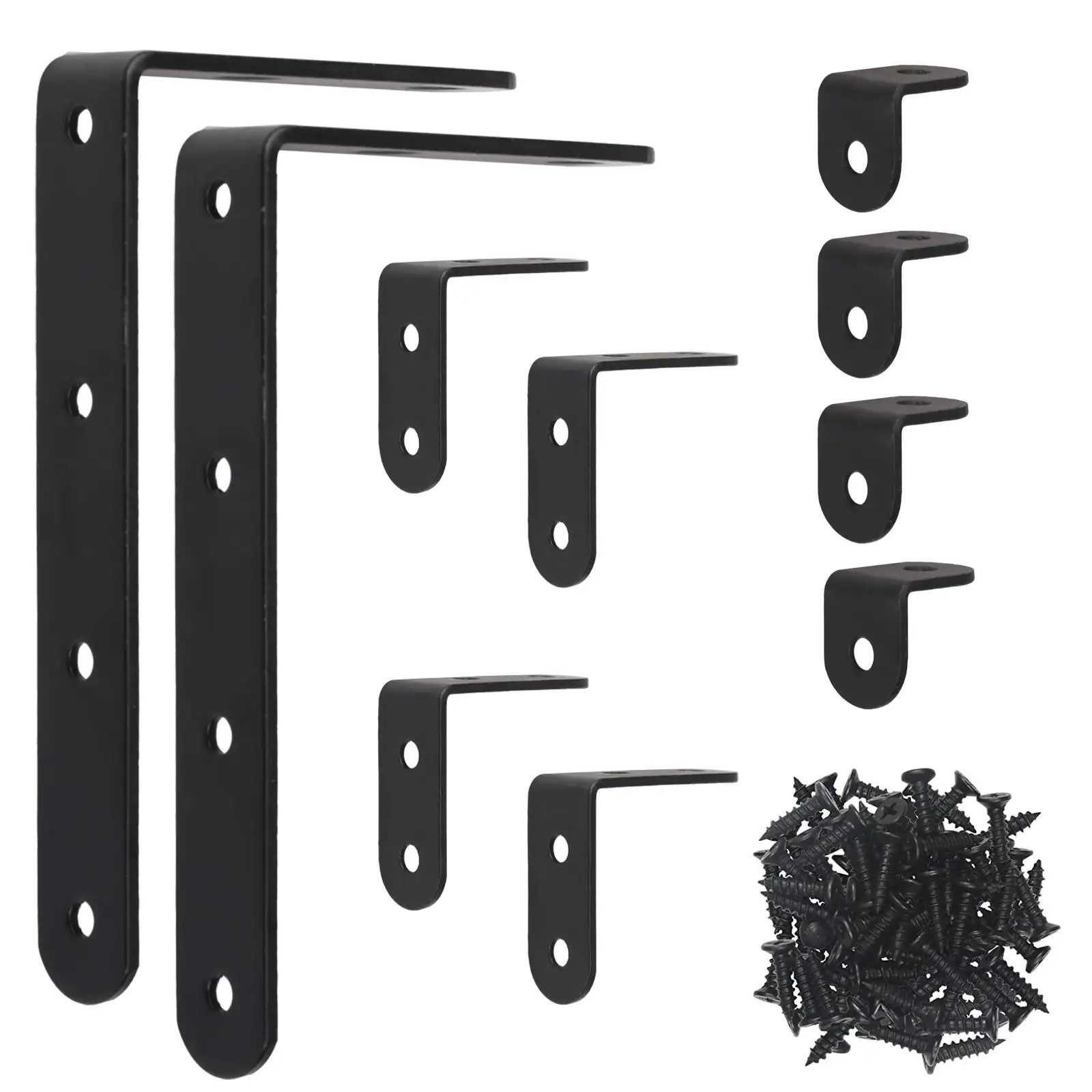 Black Corner Bracket Set, 46-Piece, 10 Brackets