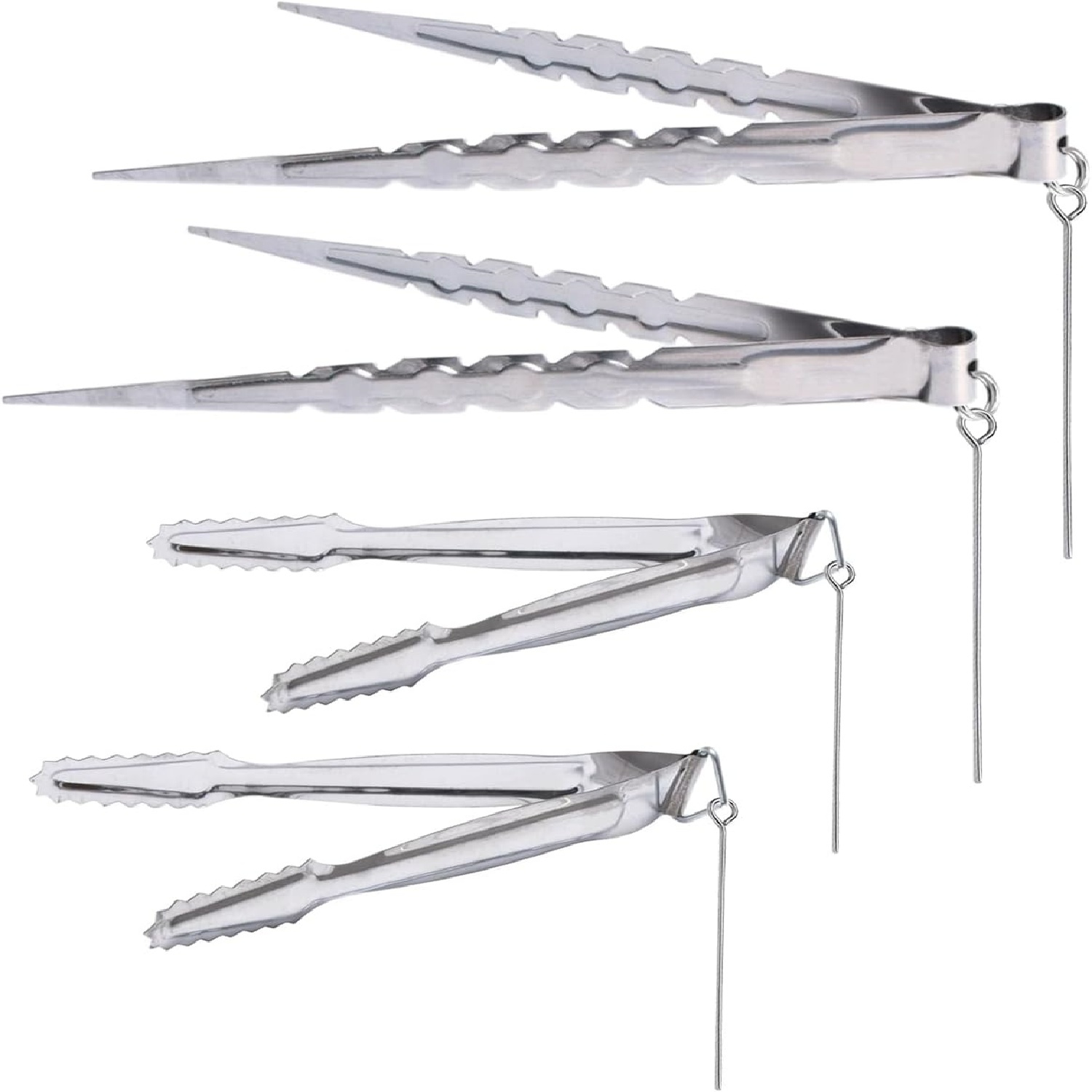 Hookah Tongs Set, 2 Pairs Of Sturdy Charcoal Tongs With Velvet Storage Pouch, Practical Hookah Accessories For Safe Handling And Storage, Black
