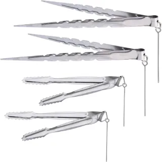 Hookah Tongs Set, 2 Pairs Of Sturdy Charcoal Tongs With Velvet Storage Pouch, Practical Hookah Accessories For Safe Handling And Storage, Black