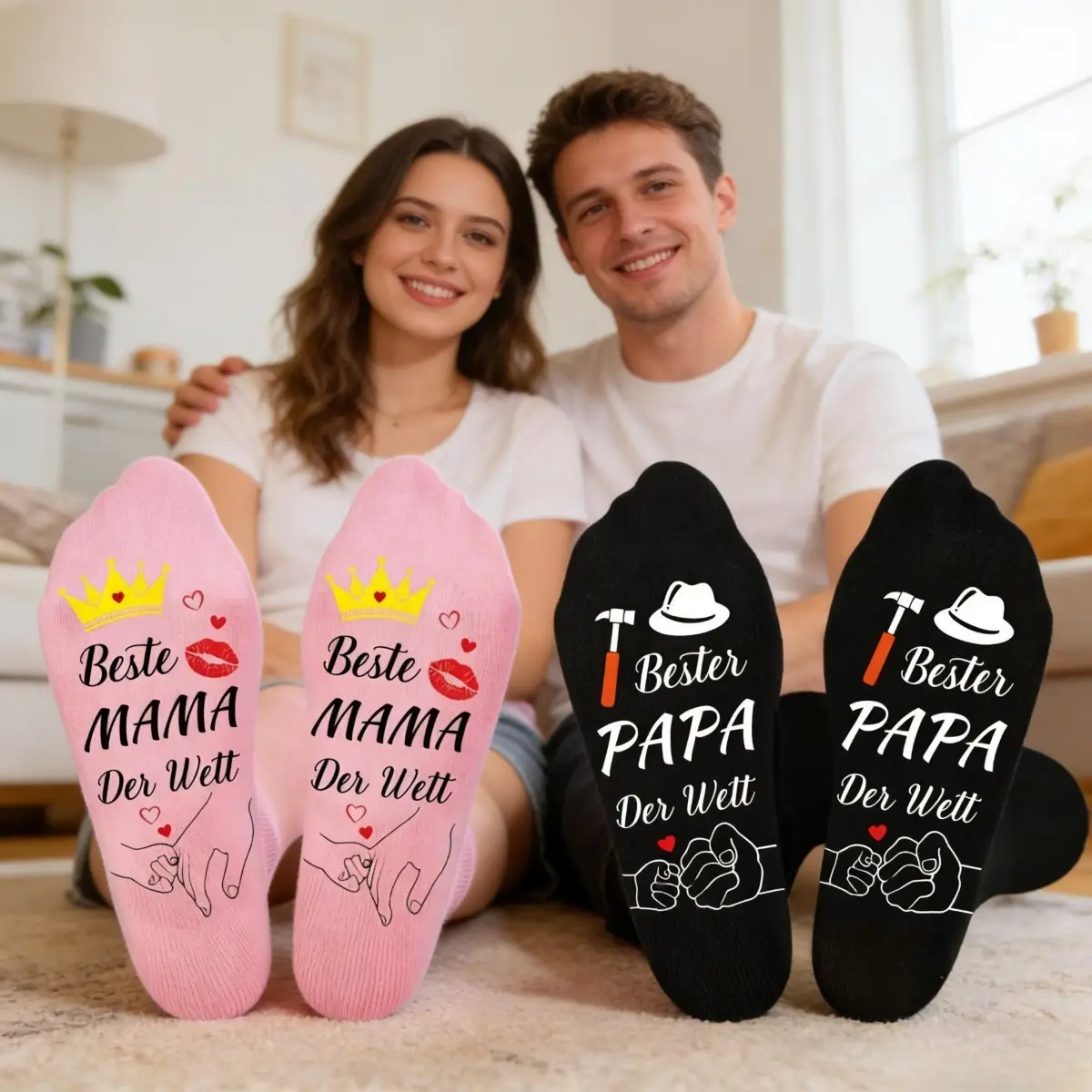 2 Pairs Of “Best Mom And Dad” Socks,Pink Socks For Mom And Black Socks For Dad,Cozy Parent Socks In A Set,Comfortable Matching Socks For Mother's Day And Father