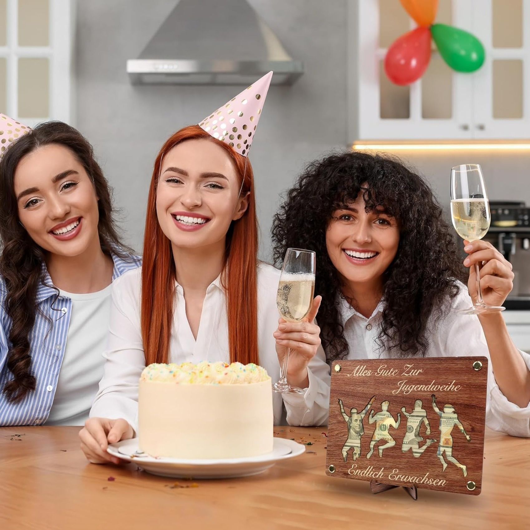 Jugendweihe Geschenk, Holzbrett mit Gravur "Alles Gute zur Jugendweihe", originelle Geschenkverpackung - Thumbnail 3