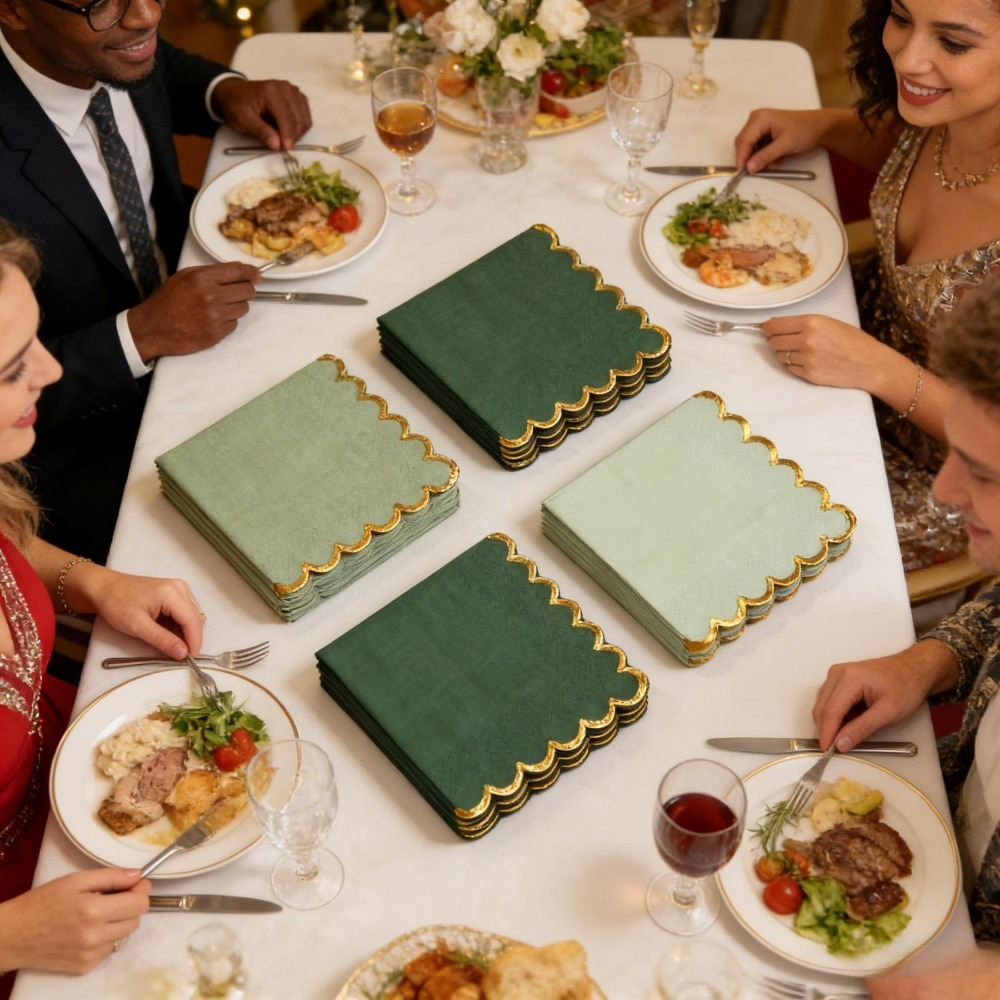 100 Sage-green Napkins For Festive Occasions—party Accessory Set