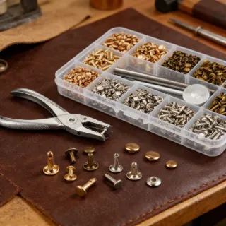 Complete Hollow Rivet Set With 306 Pieces In 3 Colors & 3 Sizes – Metal Rivets With Tool Set For Leather, Paper, And DIY Craft Projects – Craft Supplies