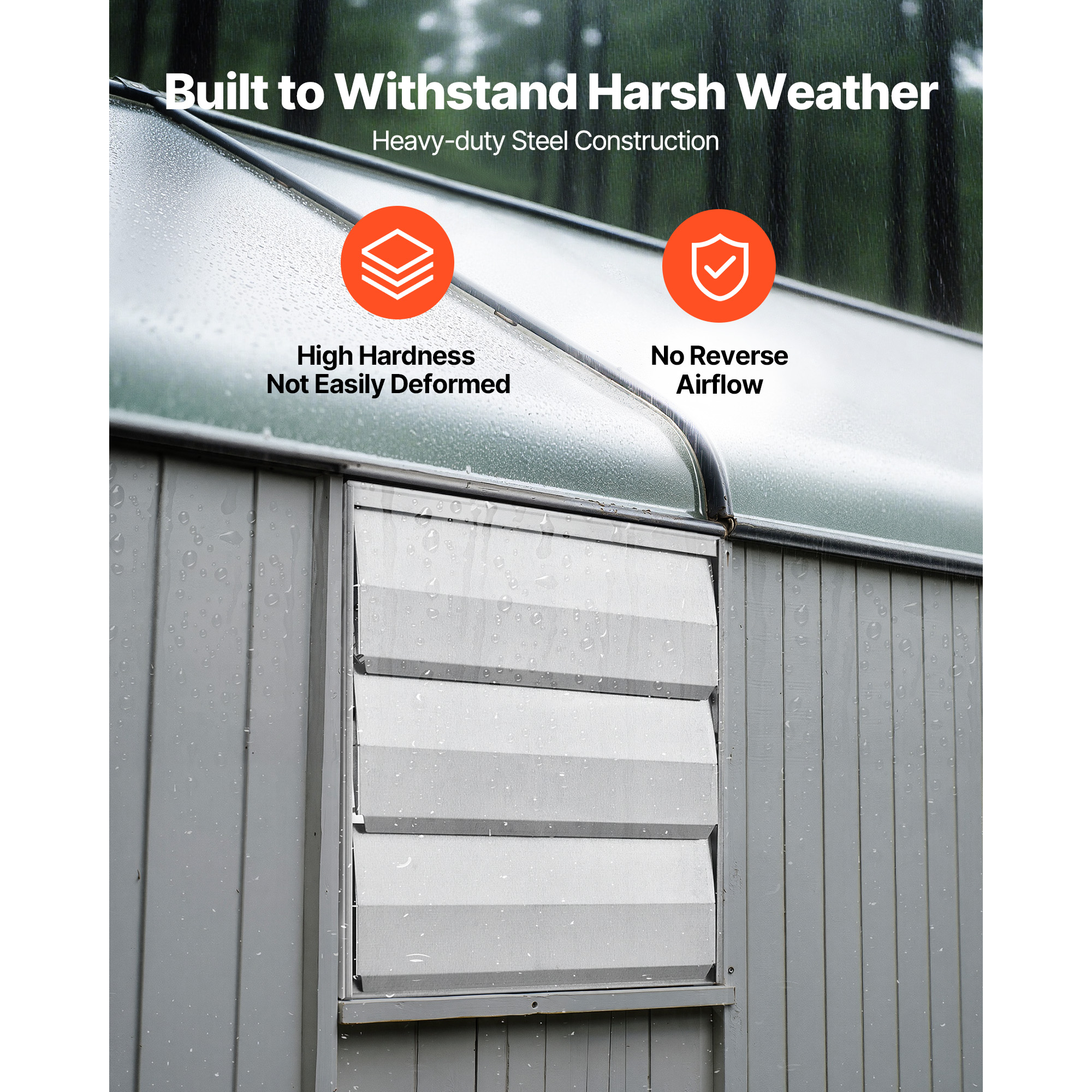 10 Inch Shutter Exhaust Fan Wall Mounted 874 CFM Automatic Louvers, Sturdy Steel Housing, Low Noise, AC… image 4