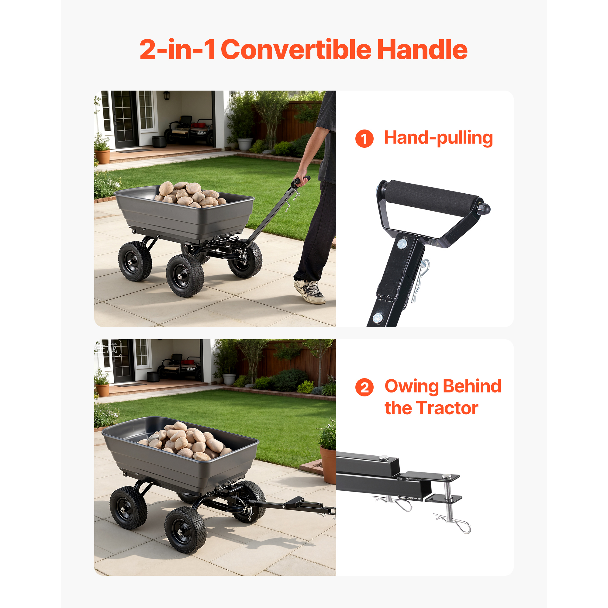 Garden Dump Cart, 1200 Lbs Poly Dump Cart, 7 Cu. Ft. Garden Carts Dumps Wagon With 2-in-1 Convertible… image 5
