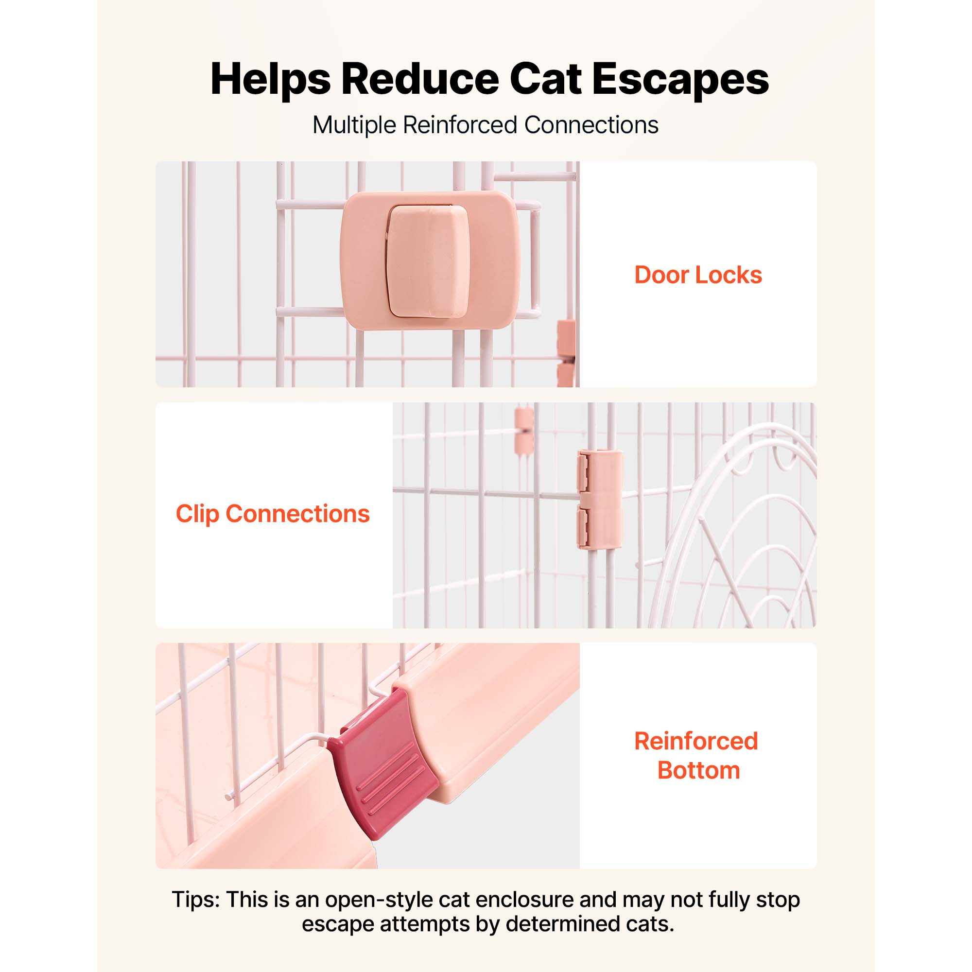 Cat Cage 4-Tier 33.07"x23.82"x64.37" DIY Cat Playpen With Ladders, Indoor Enclosure Detachable Metal Wire Kennel Crate, Large Exercise Place For 1-2 Cats, Kittens, Ferrets, Small Animals, Pink