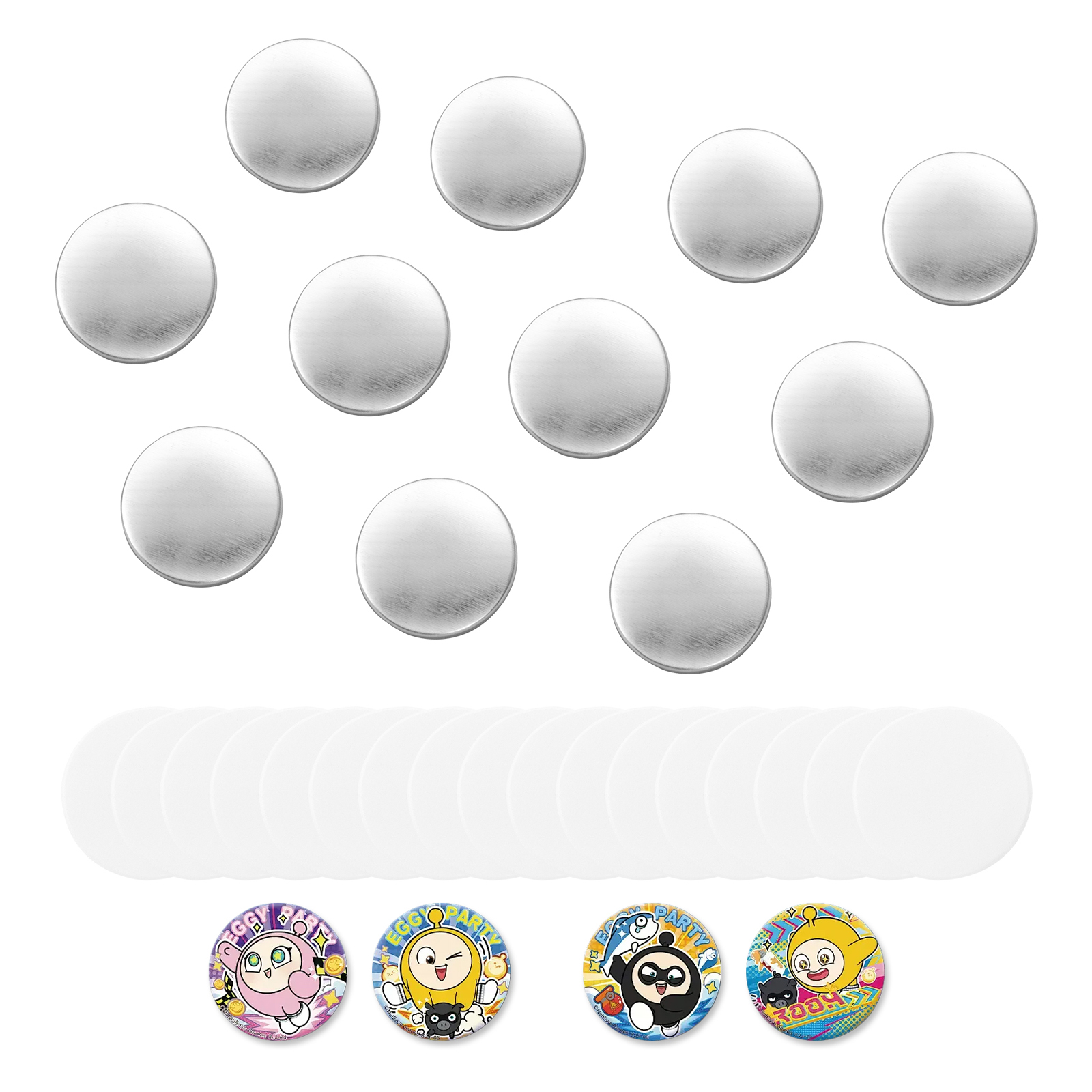 Button Maker Supplies 200 Sets 2.28 In / 58 Mm Pin Back Button Parts, With Metal Backs, Metal Shells, Clear Mylar Films, And Blank Circle Papers, For Home DIY, School Events, And Custom Studio