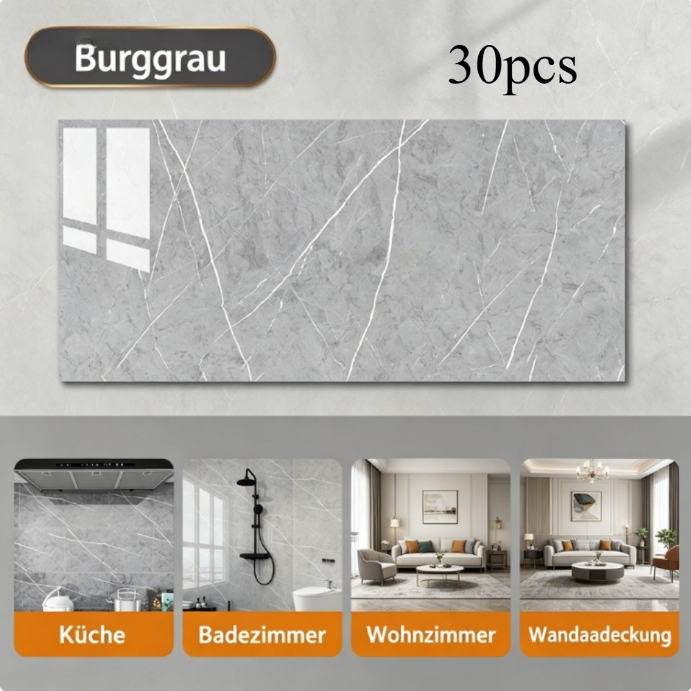 30 Self-Adhesive Tiles, Gray, 2 Mm Thick, 30 X 60 Cm, For Wall And Ceiling Cladding
