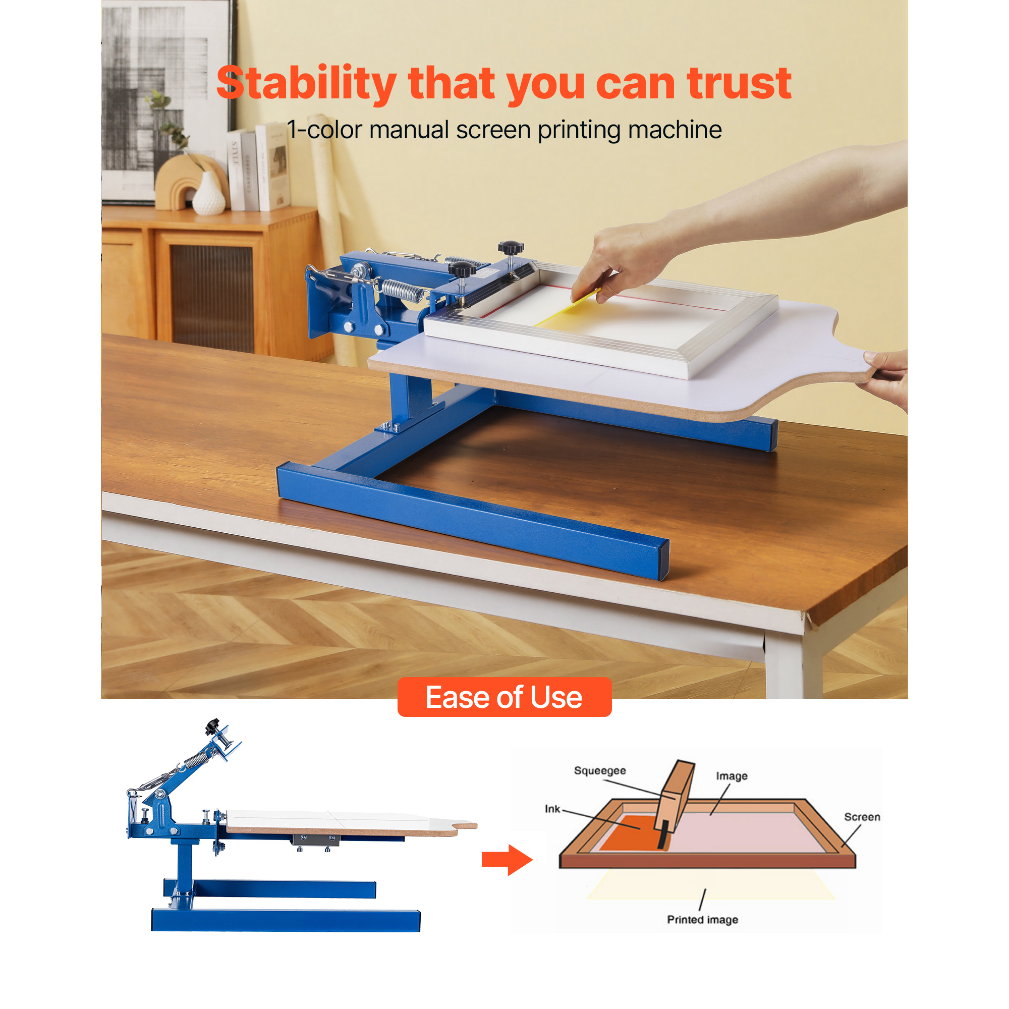 Screen Printing Machine 1 Color 1 Station Silk Screen Printing Press, 21.3 X 17.7 In Platen, Adjustable… image 2