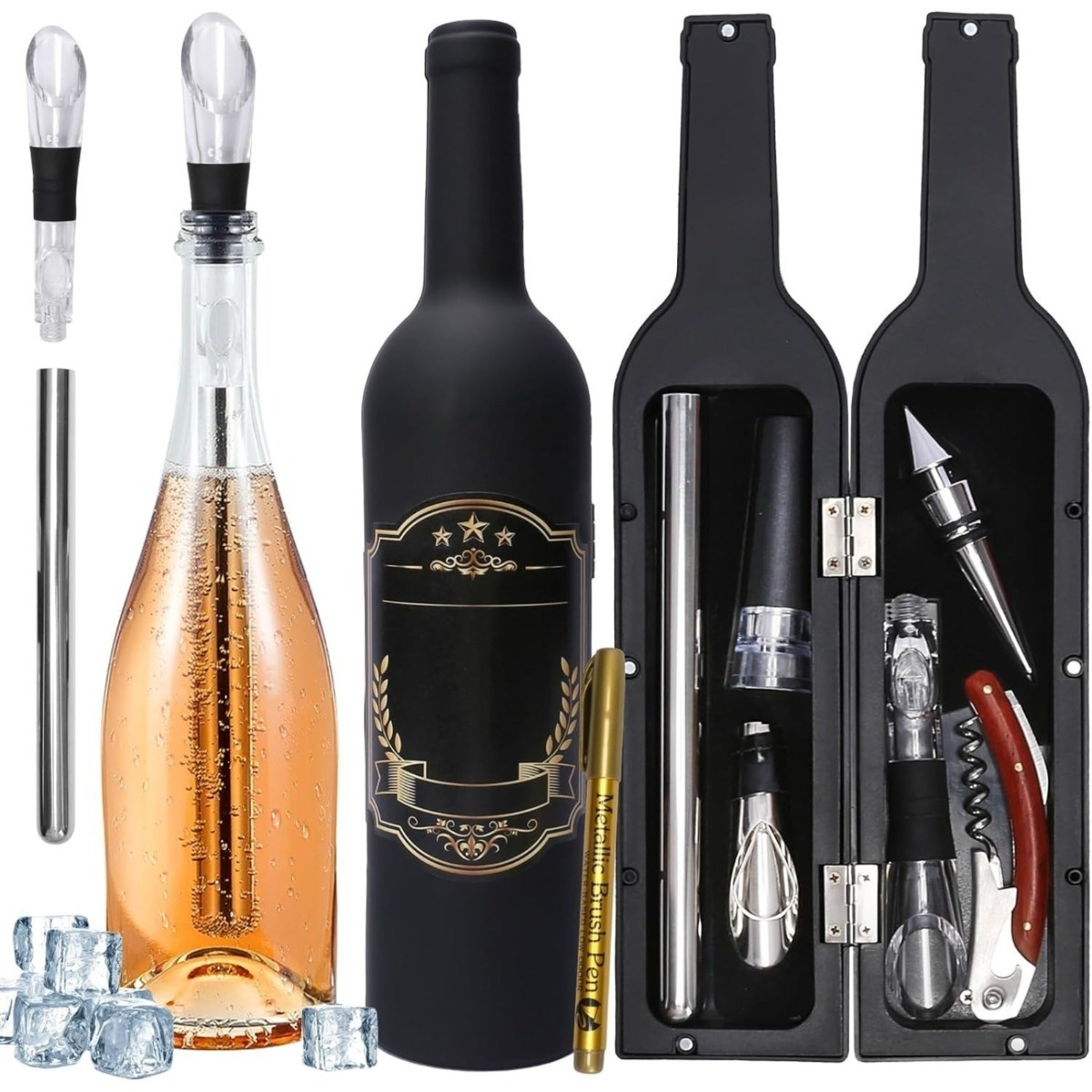Party Decorations & Accessories - Decoration Supplies - Wine Accessories Gift Set: Red Wine Decanter, Stopper, Pourer, And Wine Opener Set; Wine Vacuum Stoppers For Wine Enthusiasts