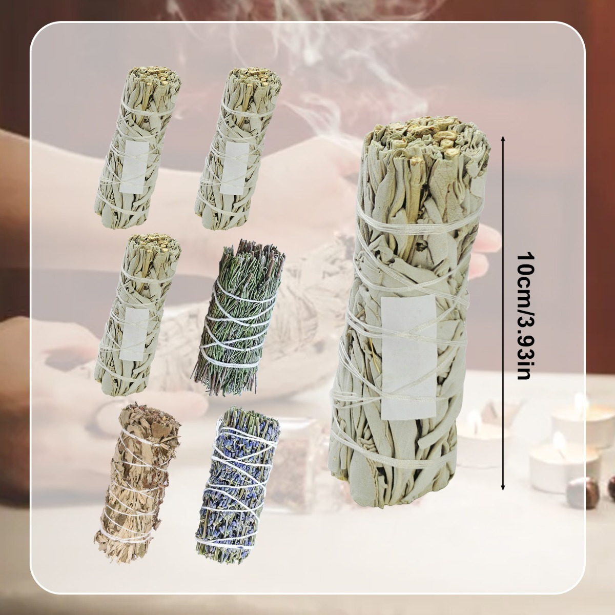 Party Decorations & Accessories—6-Pack Sage Incense Sticks (Mugwort, Lavender, Rosemary, And White Sage) 10 Cm Handcrafted Incense Sticks