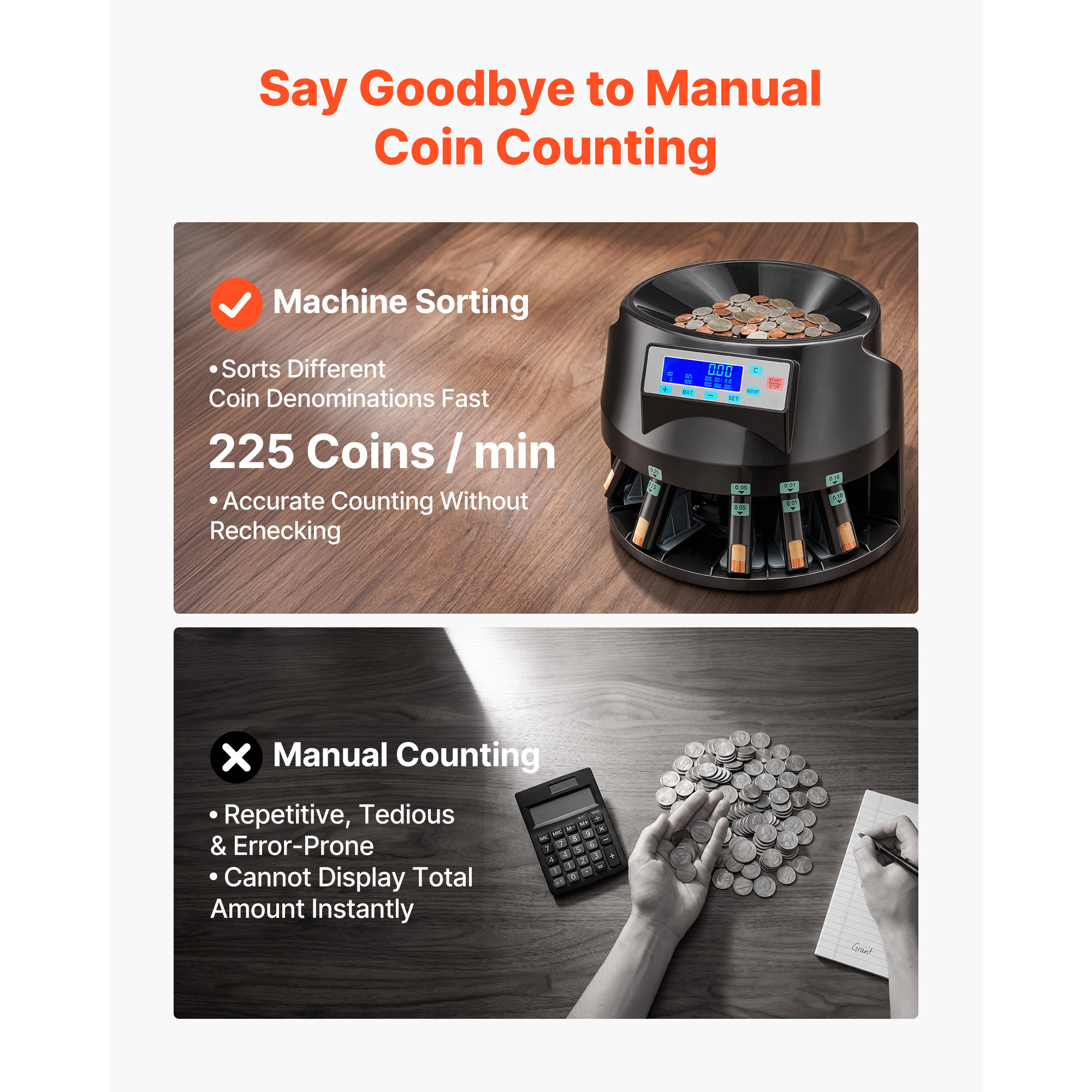 Coin Counter Machine, 5 Denominations, Accurate Coin Sorter Machine, Sorts Up To 225 Coins Per Minute… image 4