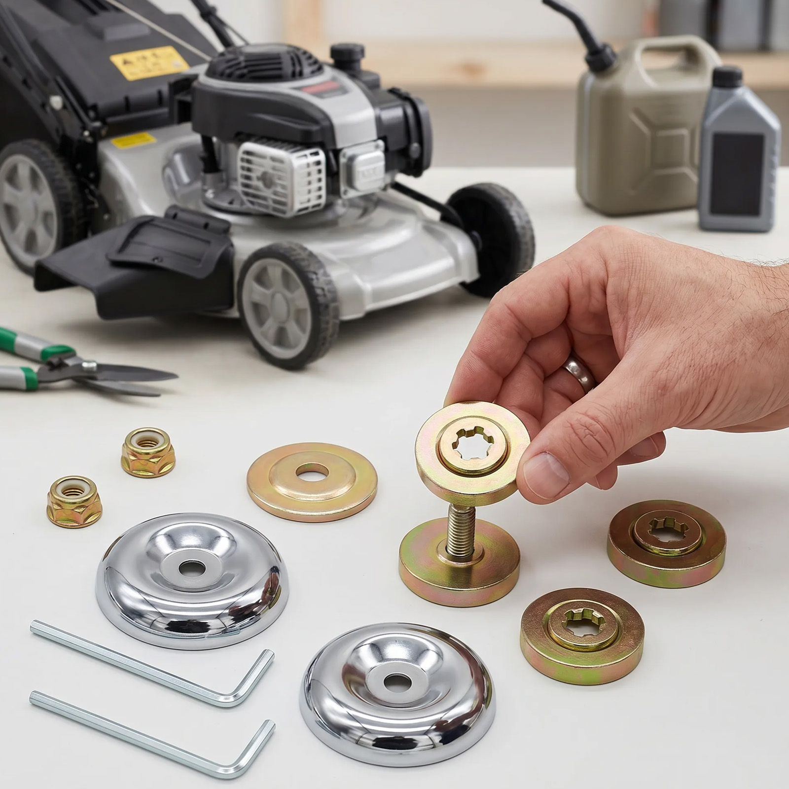 11-Piece Lawn Mower Replacement Parts Set With Pressure Plate, Guide Plate, Nuts, And Storage Box—Accessories For Hand Tools
