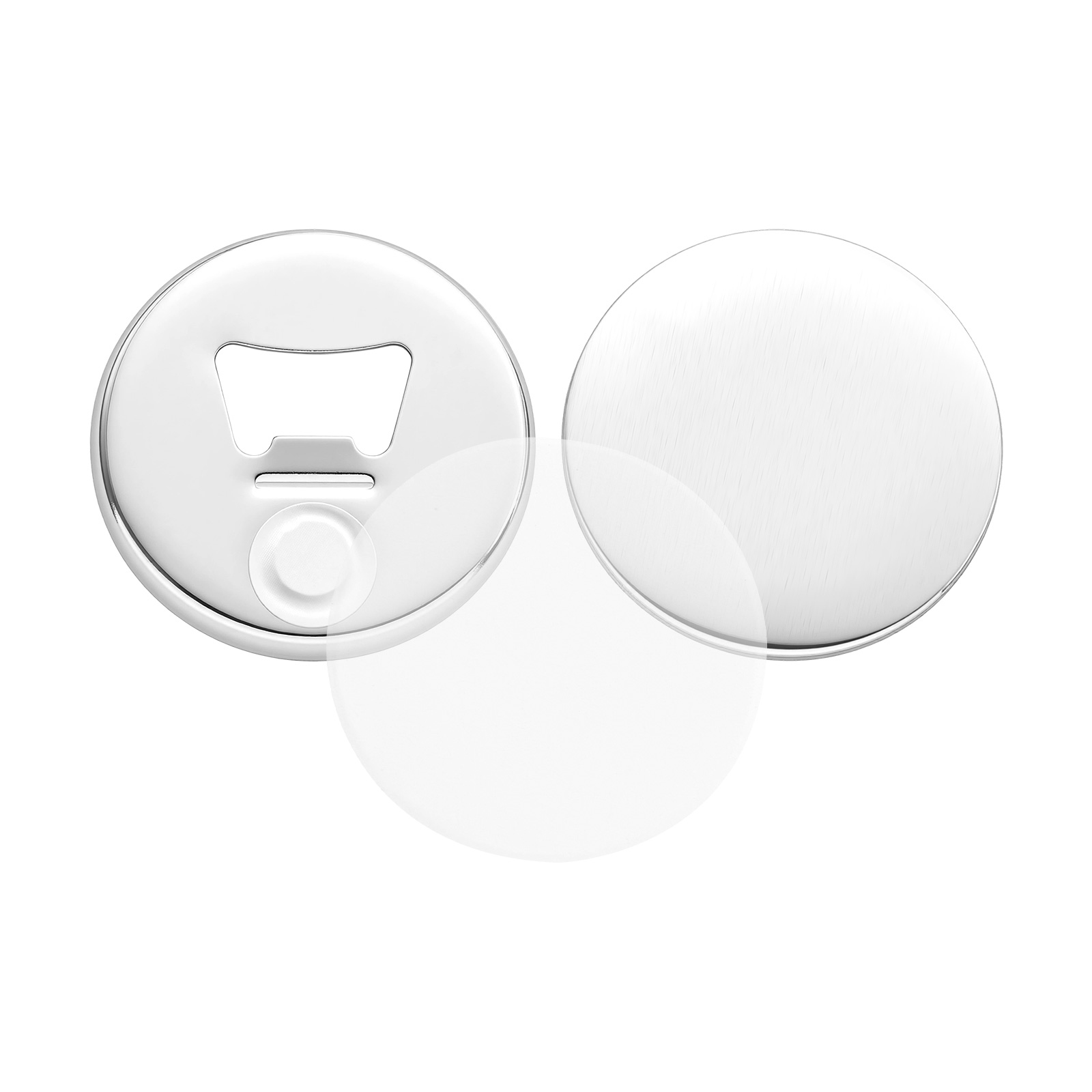Button Maker Supplies 50 Sets 2.28 In / 58 Mm Magnet Button Parts, With Magnetic And Bottle Opener Backs, Metal Shells, Clear Mylar Films, And Blank Circle Papers, For Home DIY, Ki