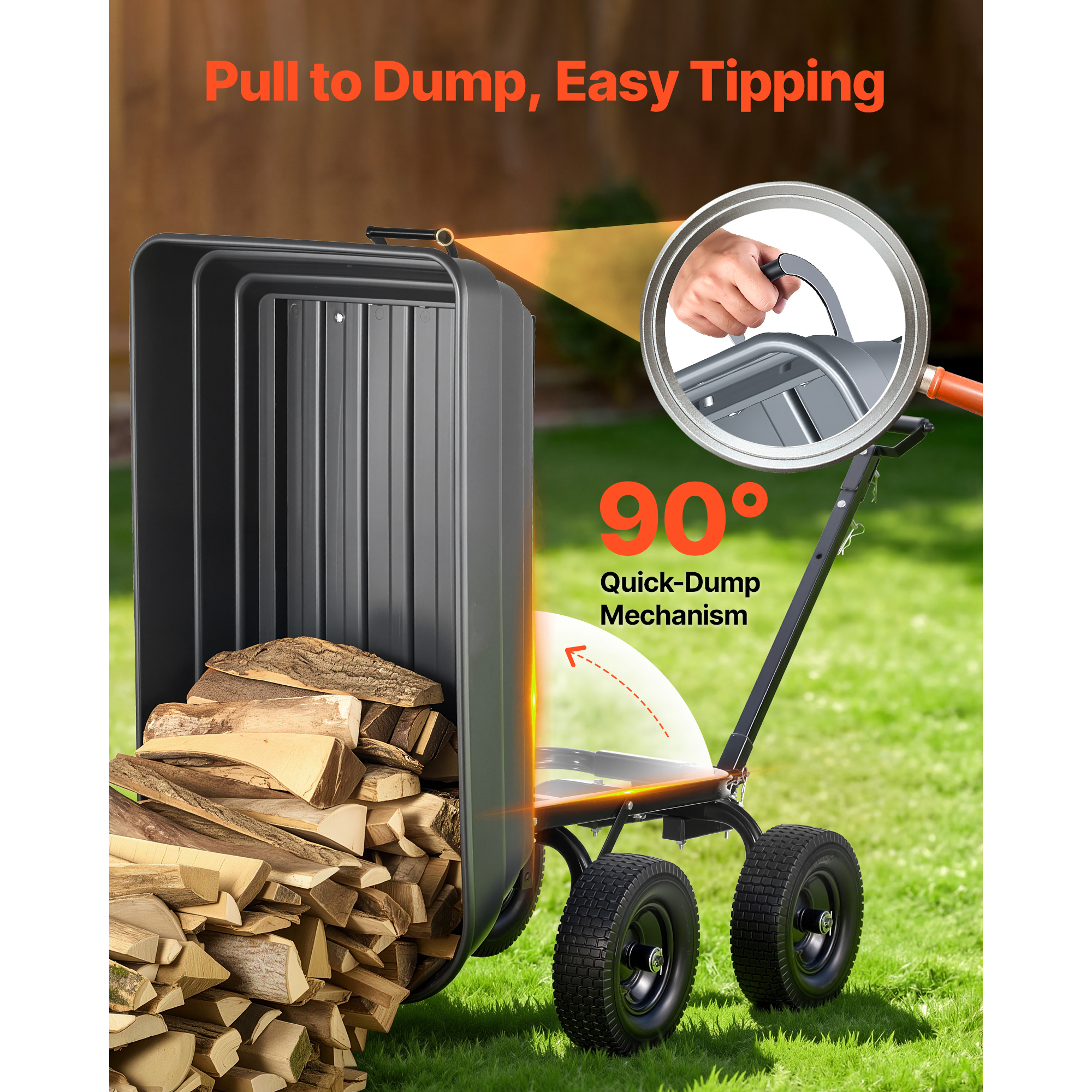 Garden Dump Cart, 1200 Lbs Poly Dump Cart, 7 Cu. Ft. Garden Carts Dumps Wagon With 2-in-1 Convertible… image 4