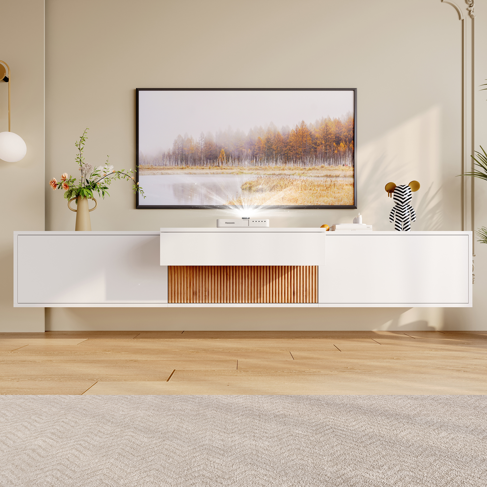 Modern TV Cabinet, TV Stand, TV Panel, Low-profile TV Unique Design, Can Hold — image 5
