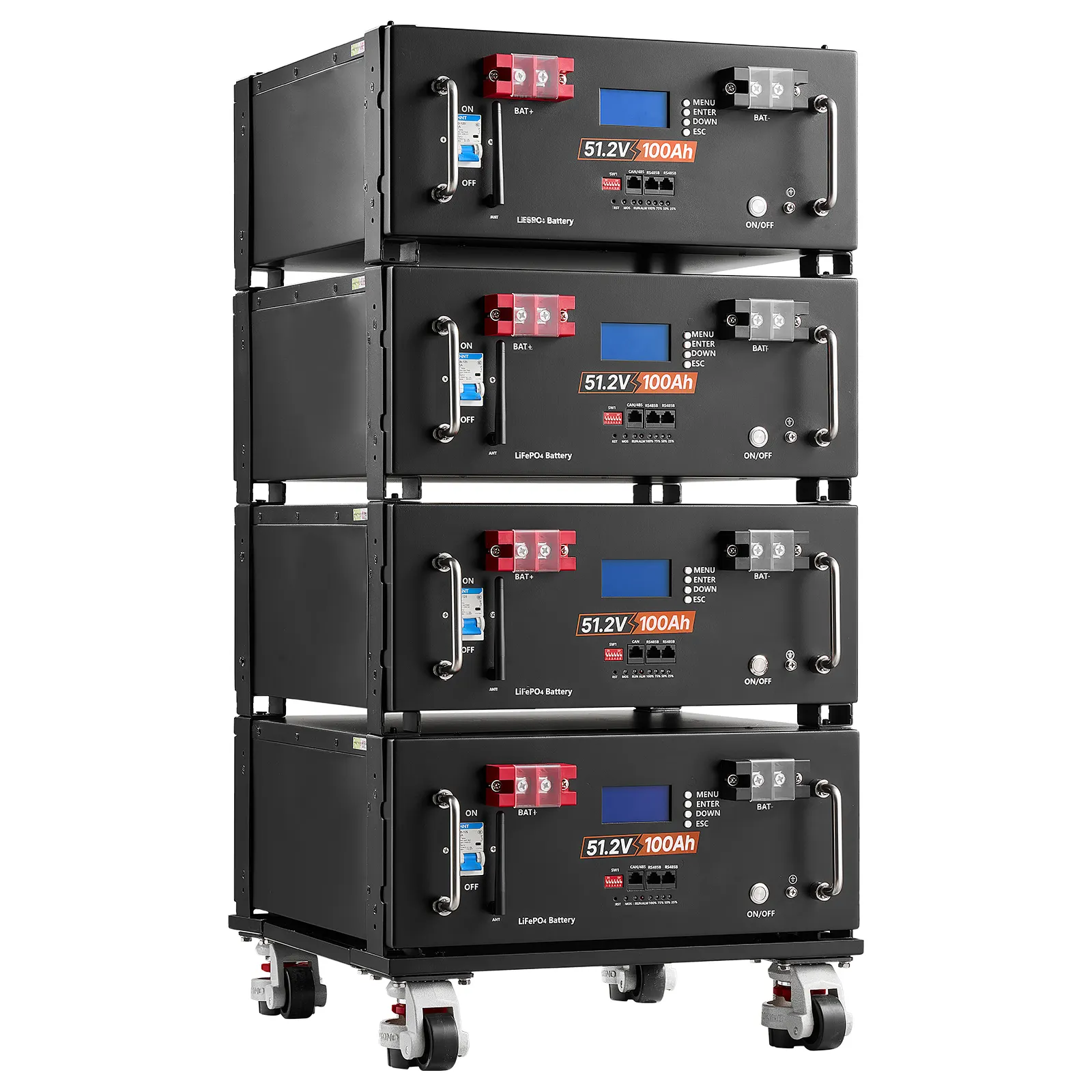 48V 100Ah LiFePO4 Lithium Battery, Built-in 100A