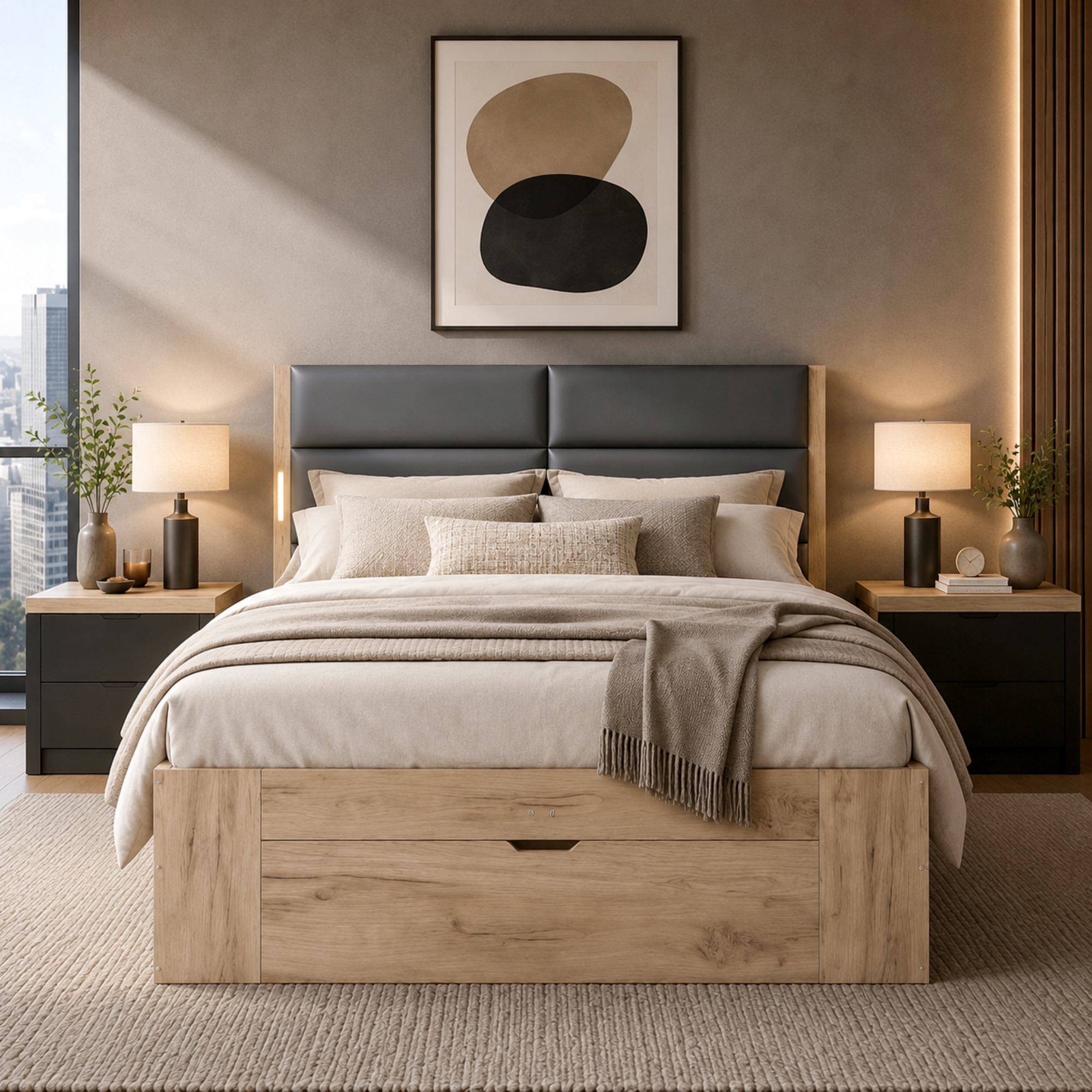 4FT6 Double Bed Frame With Storage, 135 X 190 Cm Natural Effect 3 Drawers, 2 — image 5