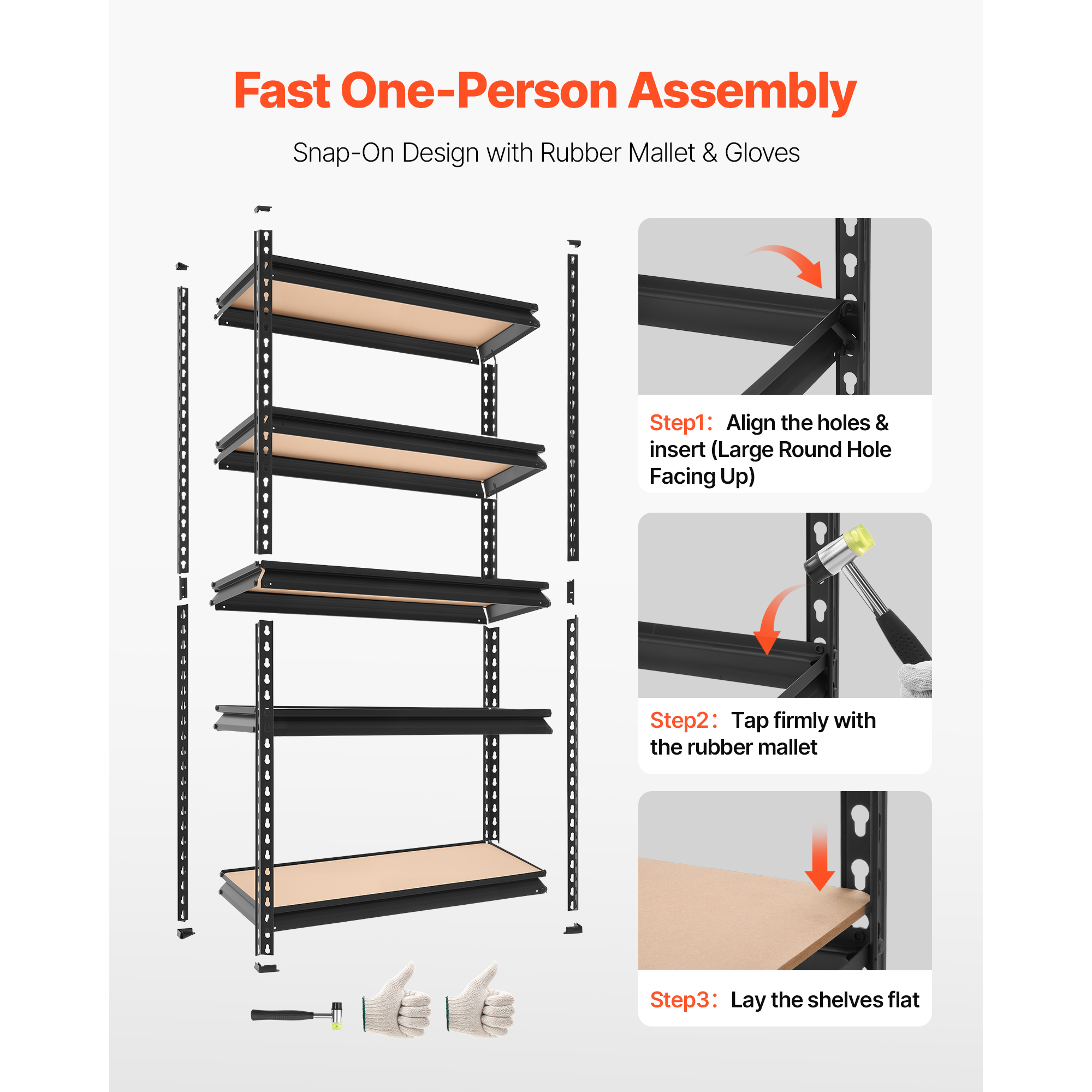 Storage Shelves, 5-Tier Adjustable, 2000 Lbs Capacity, Heavy Duty Garage Storage Shelving Unit, Metal… image 5