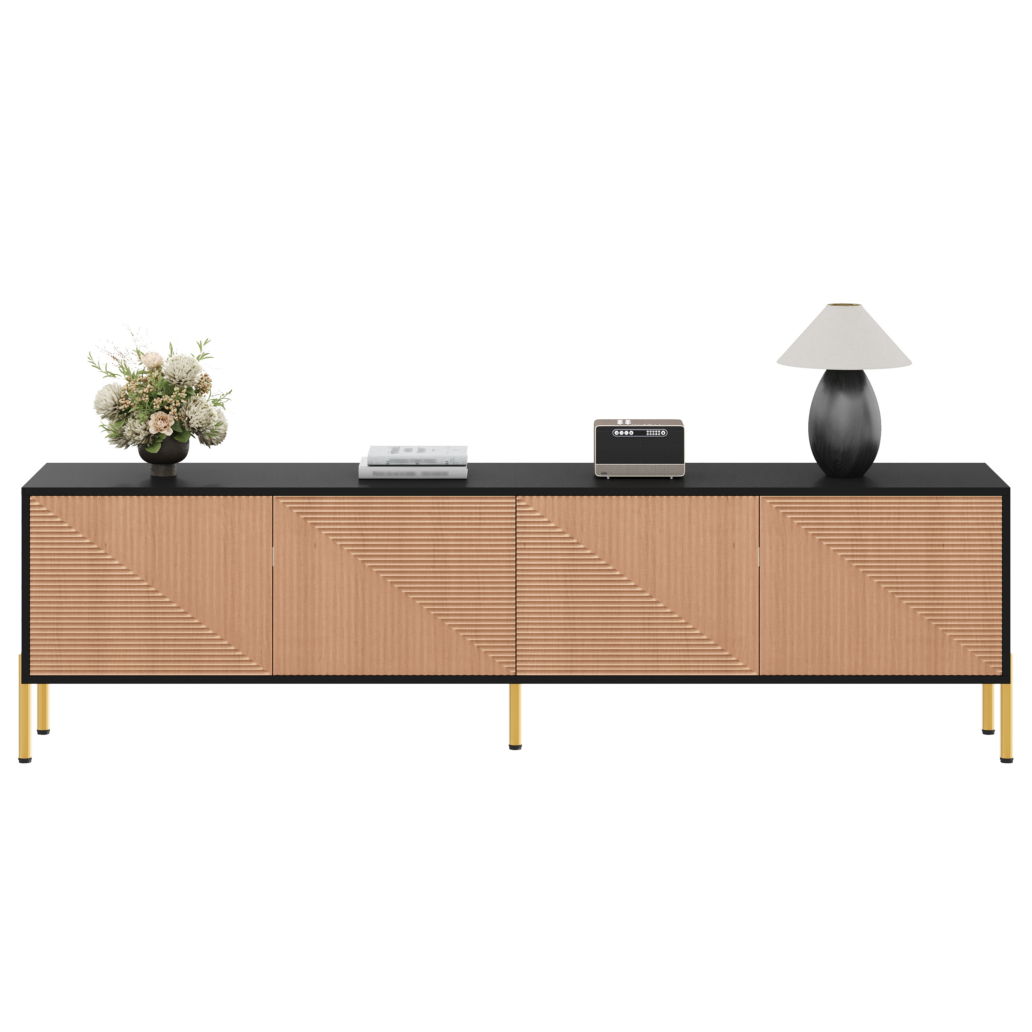 Modern TV Cabinet, TV Stand, TV Panel, Low TV Unique Color-block Design, 179 X — image 2