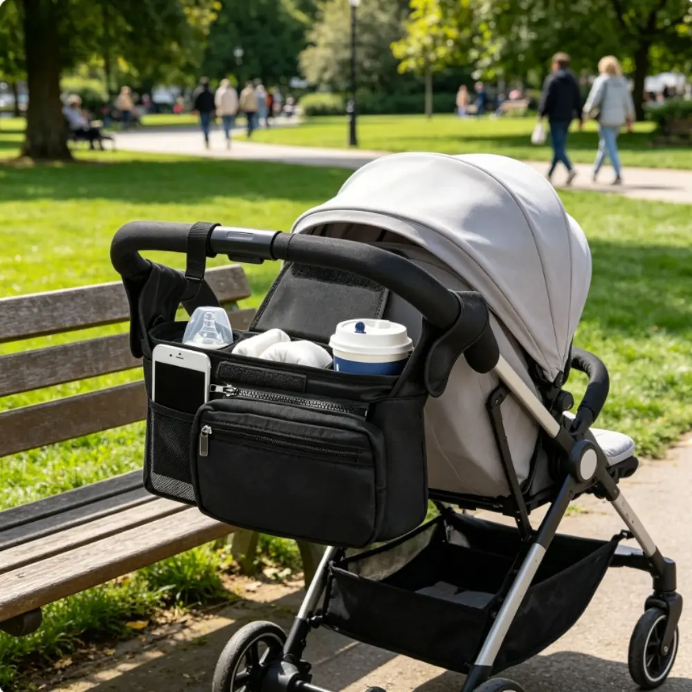 Black Stroller Organizer - Convenient Storage
