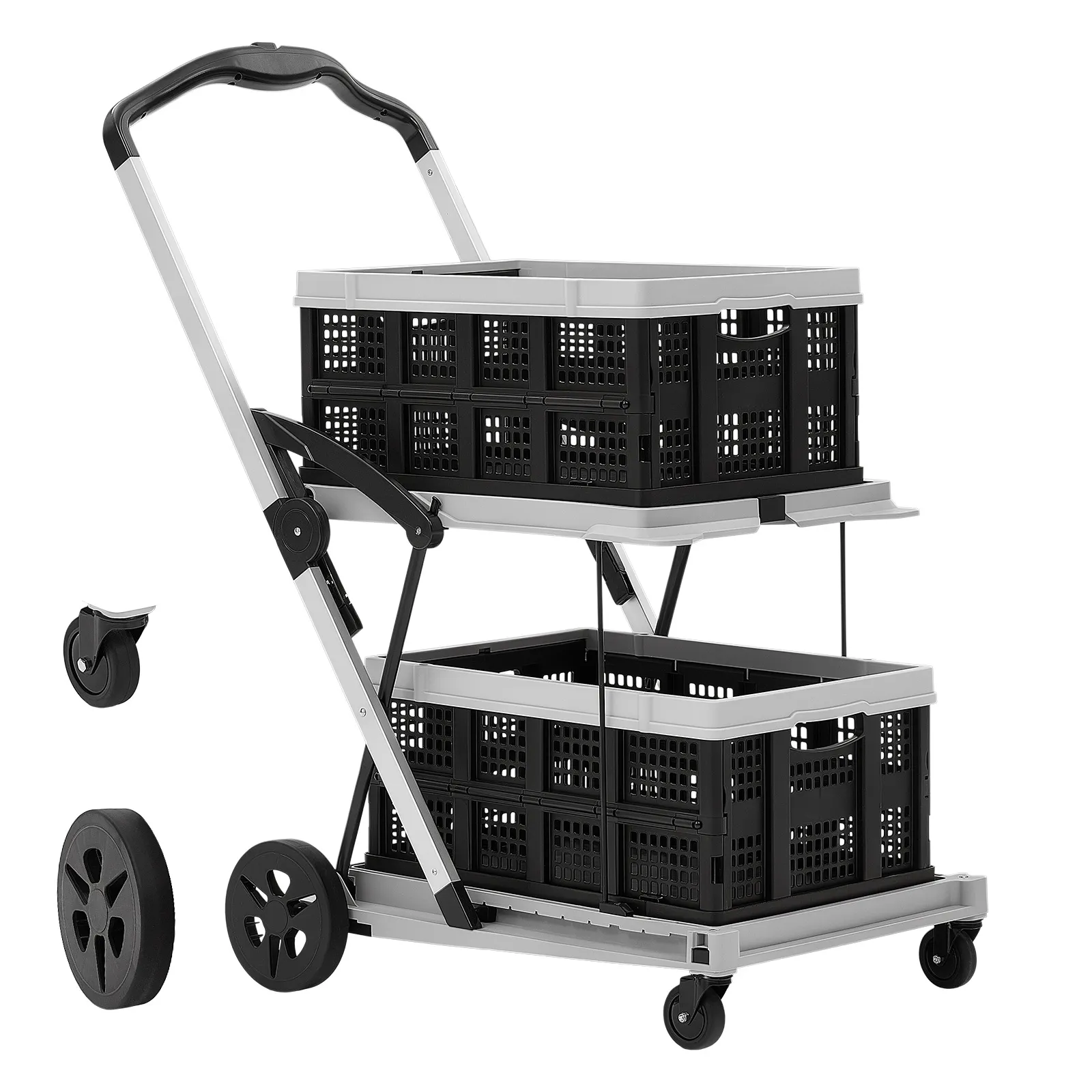Collapsible Shopping Cart With Wheels Foldable