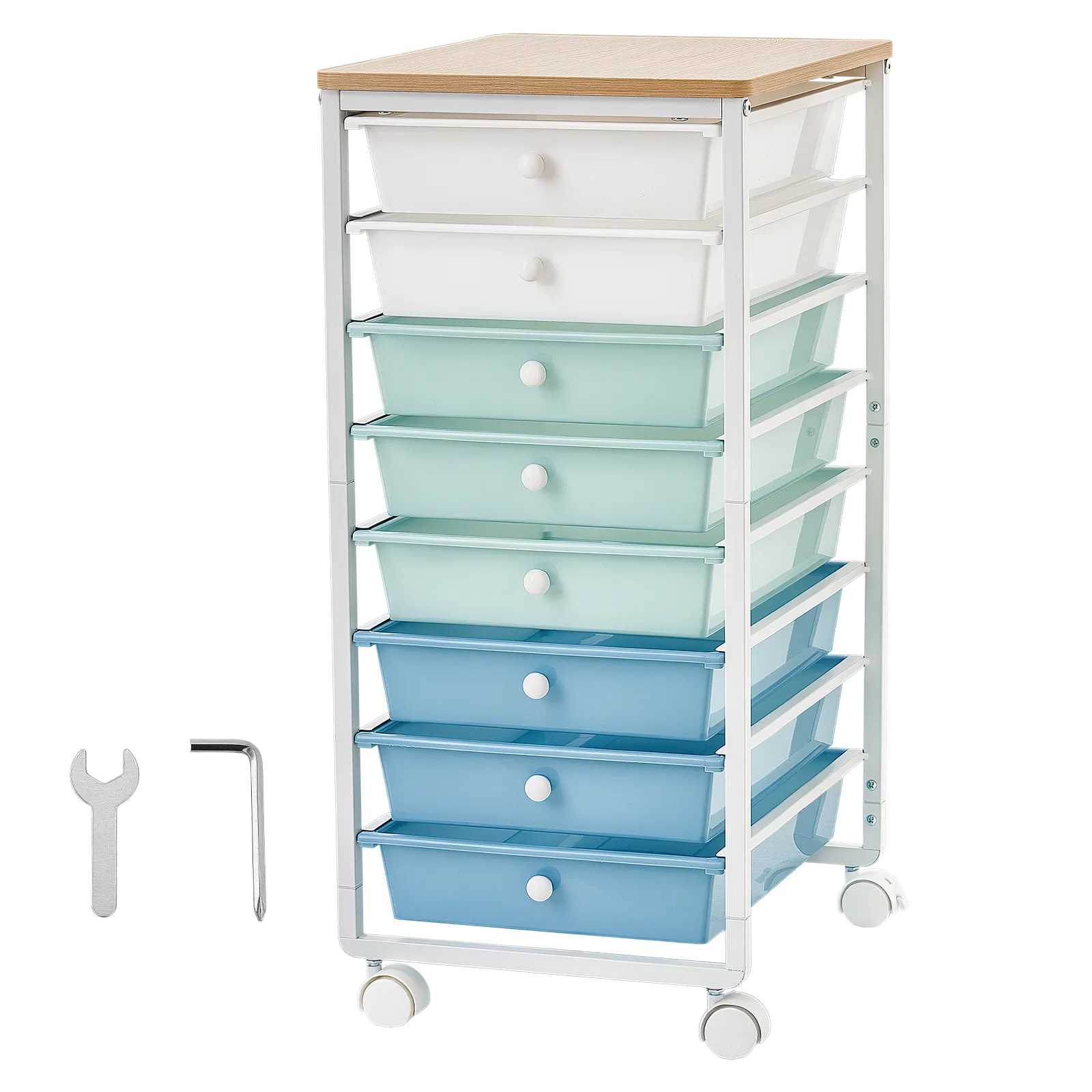 Rolling Cart With Drawers, 8 Drawer Storage