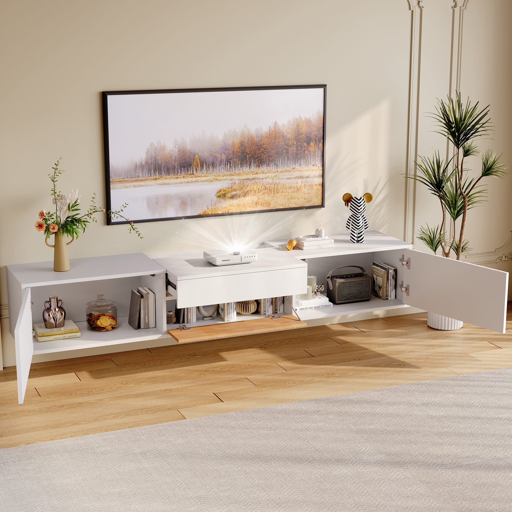 Modern TV Cabinet, TV Stand, TV Panel, Low-profile TV Unique Design, Can Hold — image 4