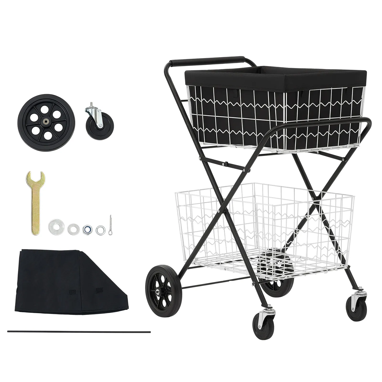 Shopping Cart 2-Tier With Wheels Foldable