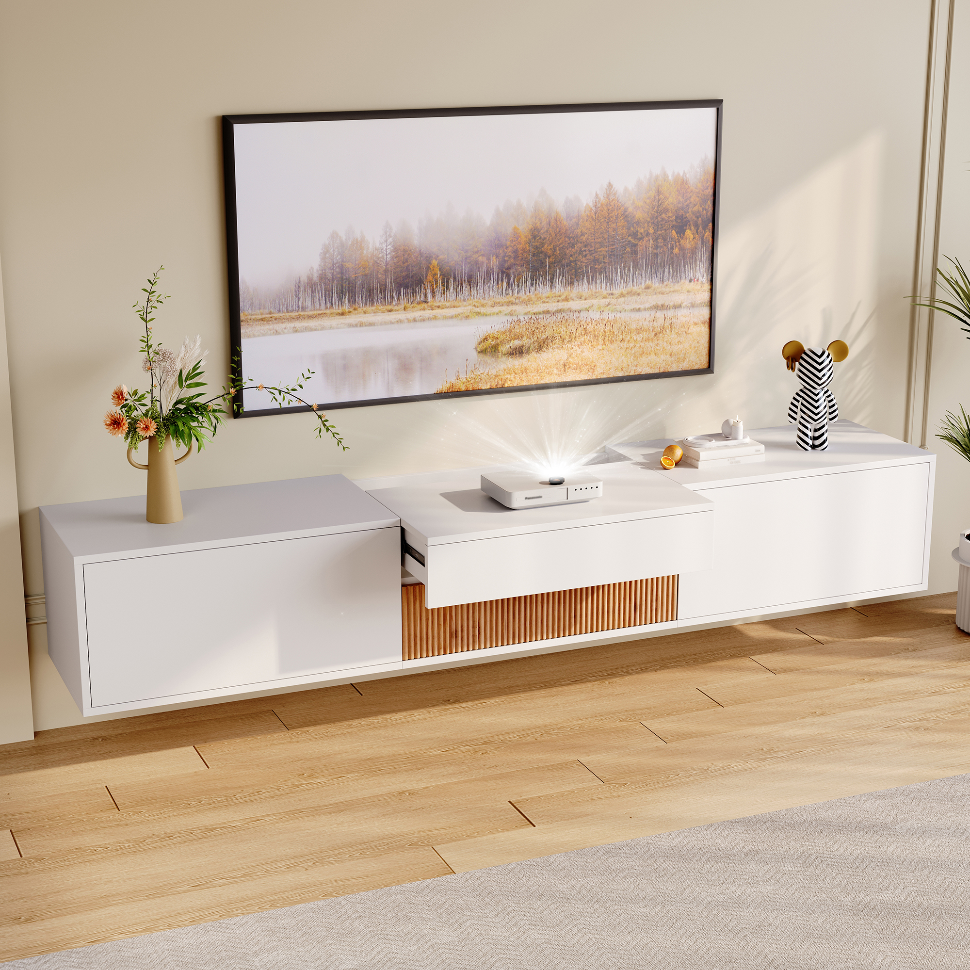 Modern TV Cabinet, TV Stand, TV Panel, Low-profile TV Unique Design, Can Hold — image 3
