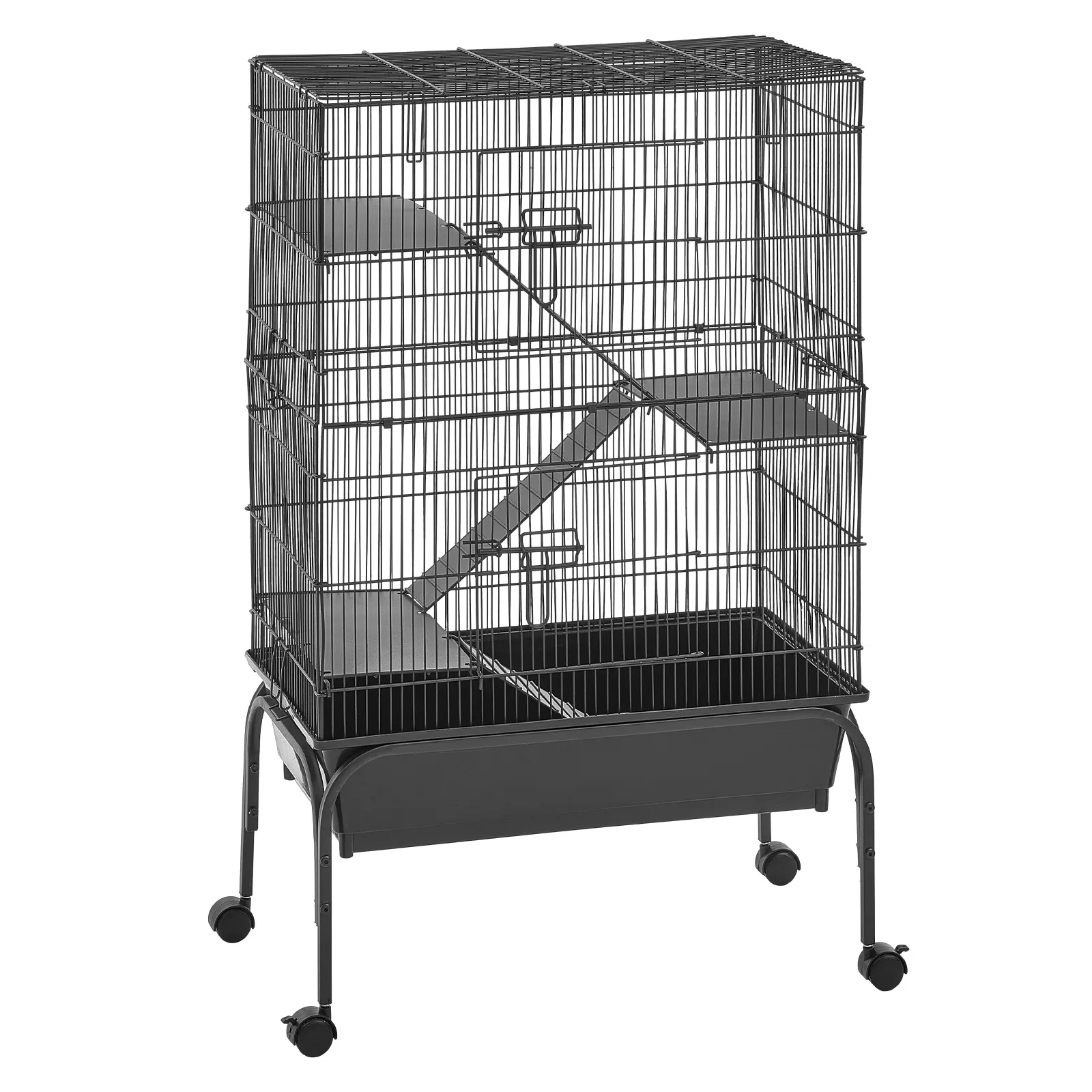 Metal Small Animal Cage 39.8"H 3-Tier Rolling