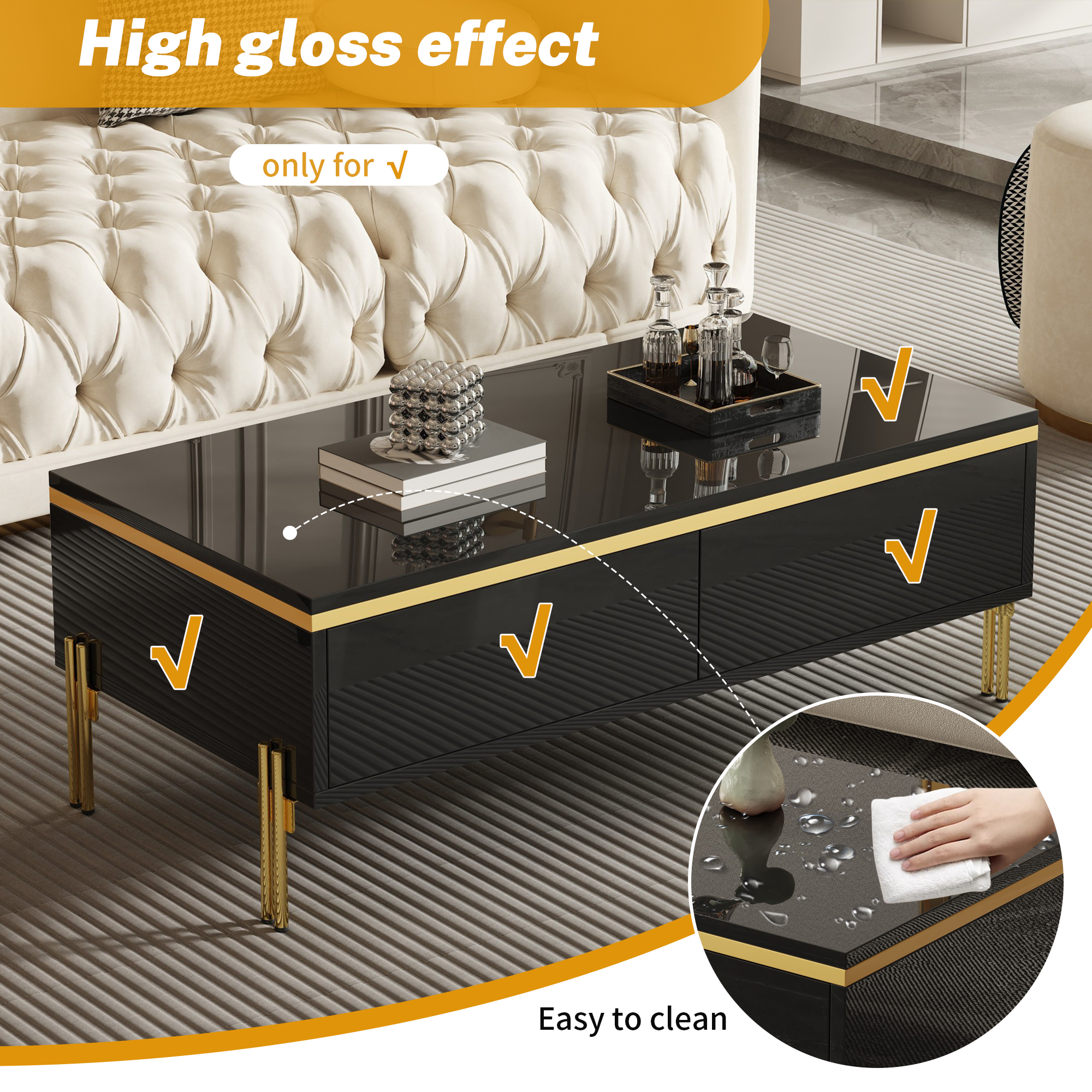 Modern High-gloss Coffee Table, Stylish Side Living Room Furniture, 10 0 X 50 X — image 2