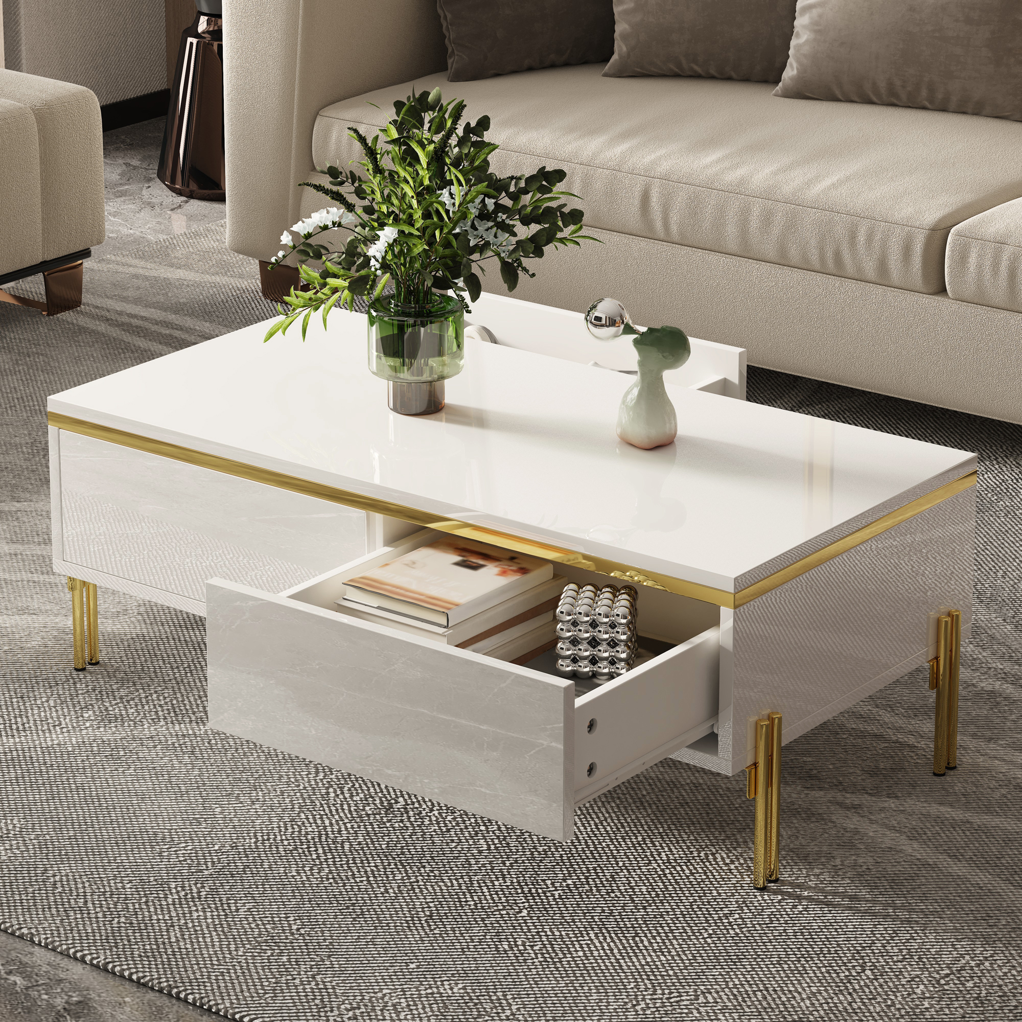 Modern High-gloss Coffee Table, Stylish Side Living Room Furniture, 10 0 X 50 X — image 4